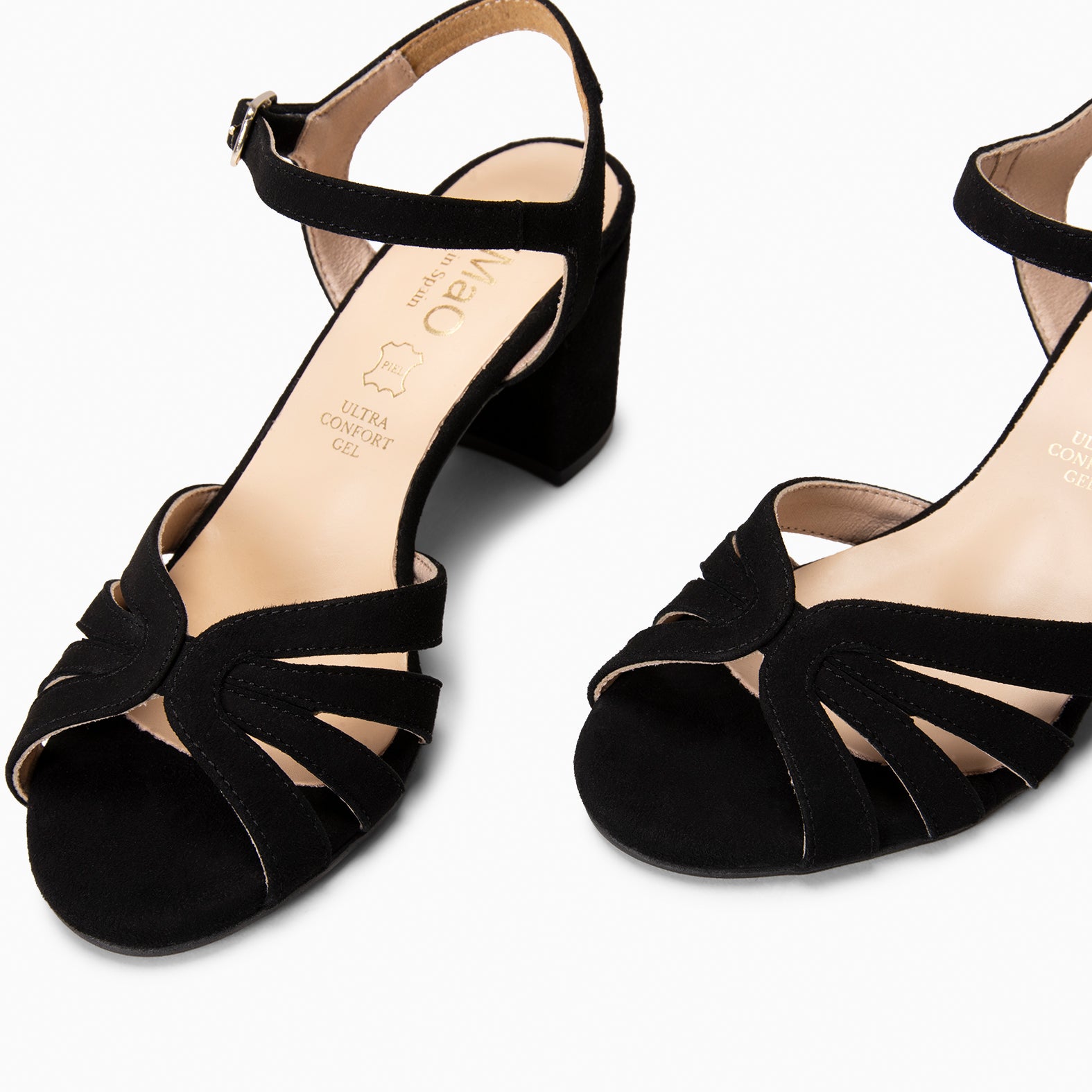 MUSA – Sandalias de Tacón ancho NEGRO