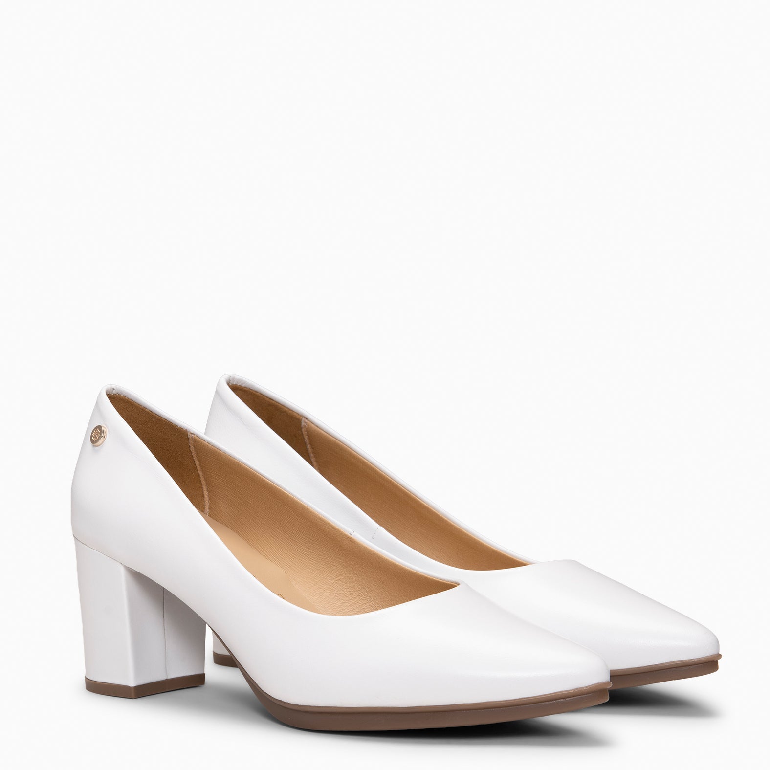 URBAN S SALÓN - Zapatos de tacón medio de napa BLANCO