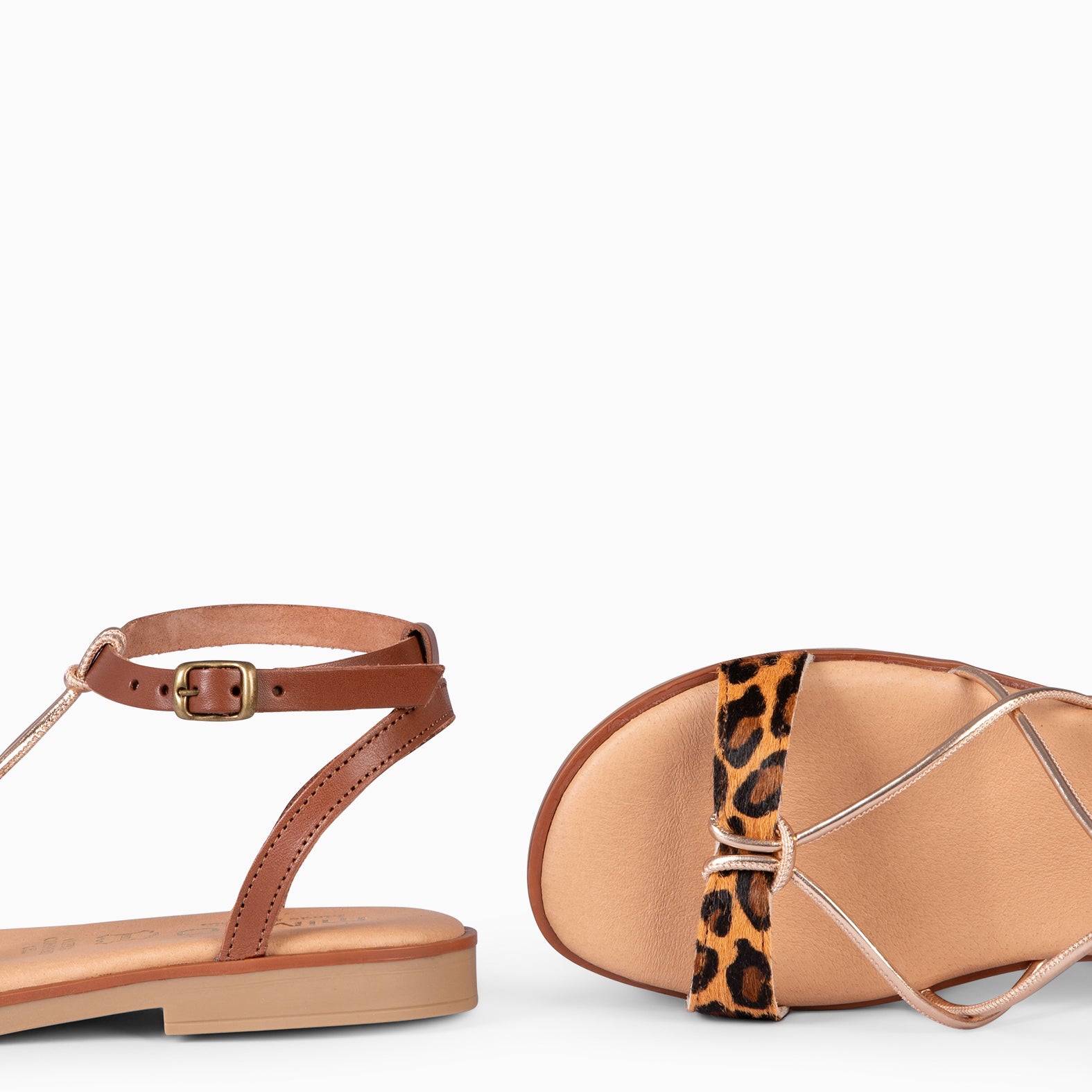 AMONET – Sandalias planas elegantes LEOPARDO