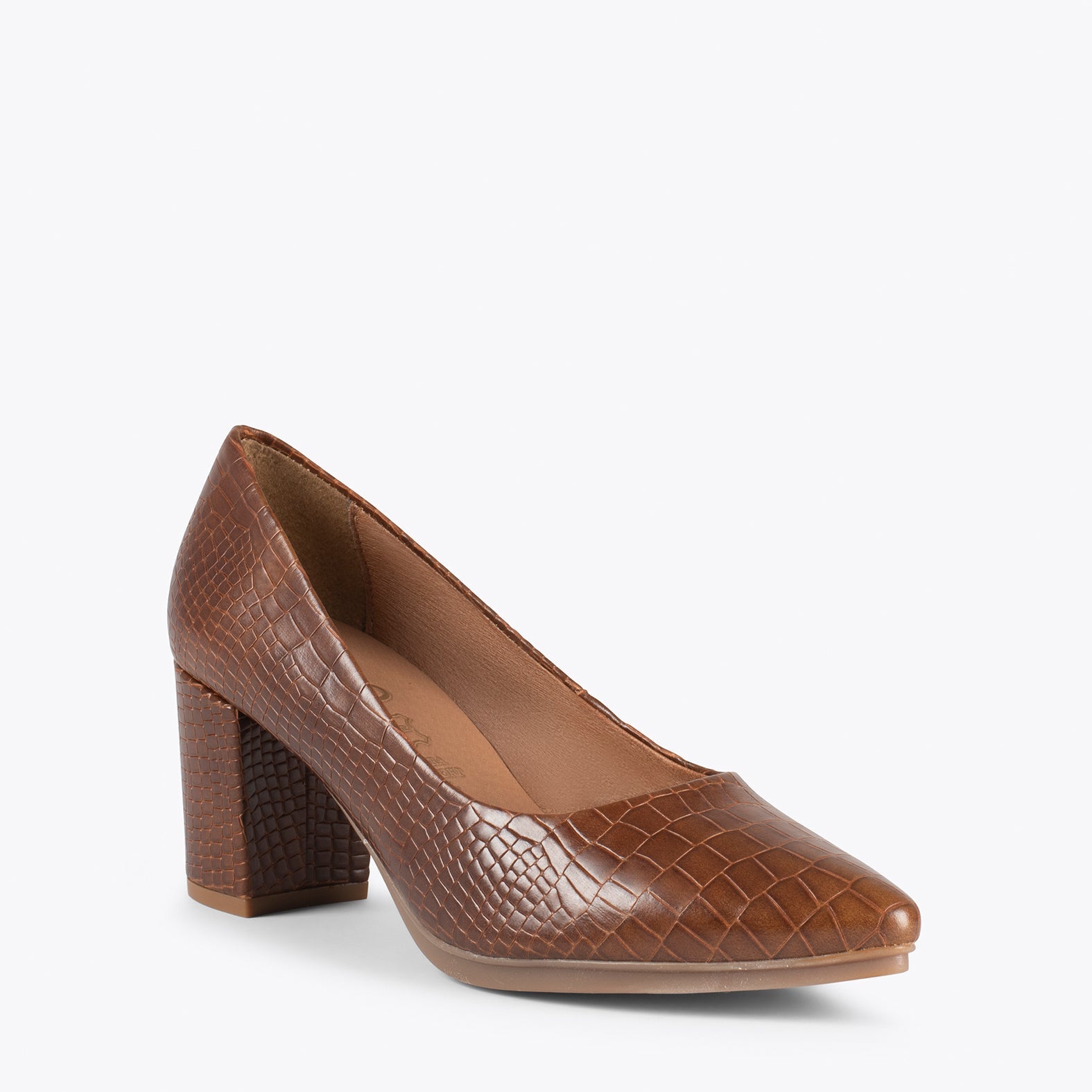 URBAN S COCO – Zapatos de tacón con textura de cocodrilo MARRÓN