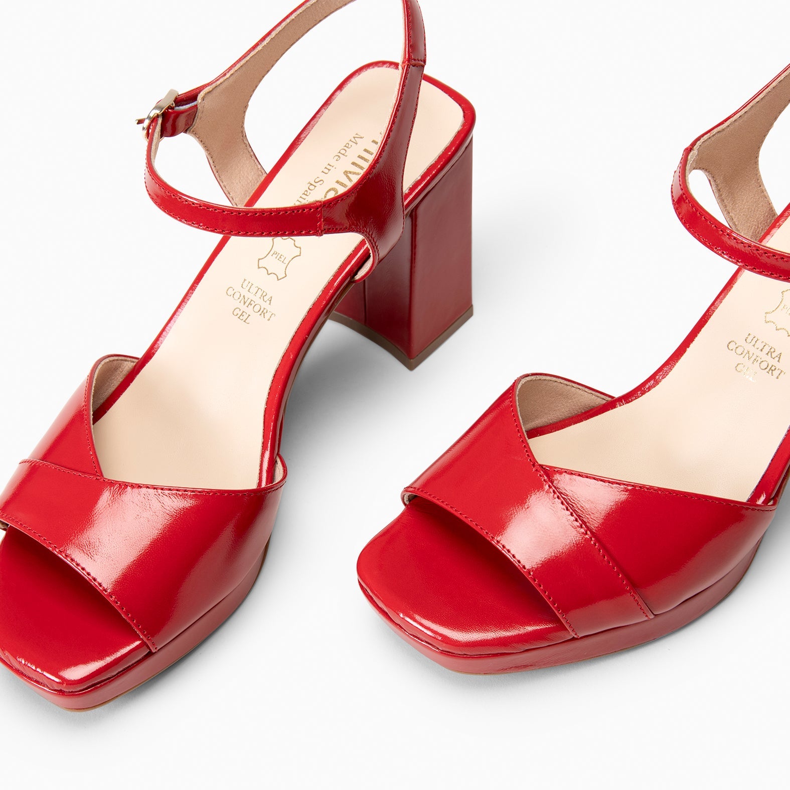 MICHELLE - ZAPATOS DE DE MUJER DE TACÓN ANCHO ROJO