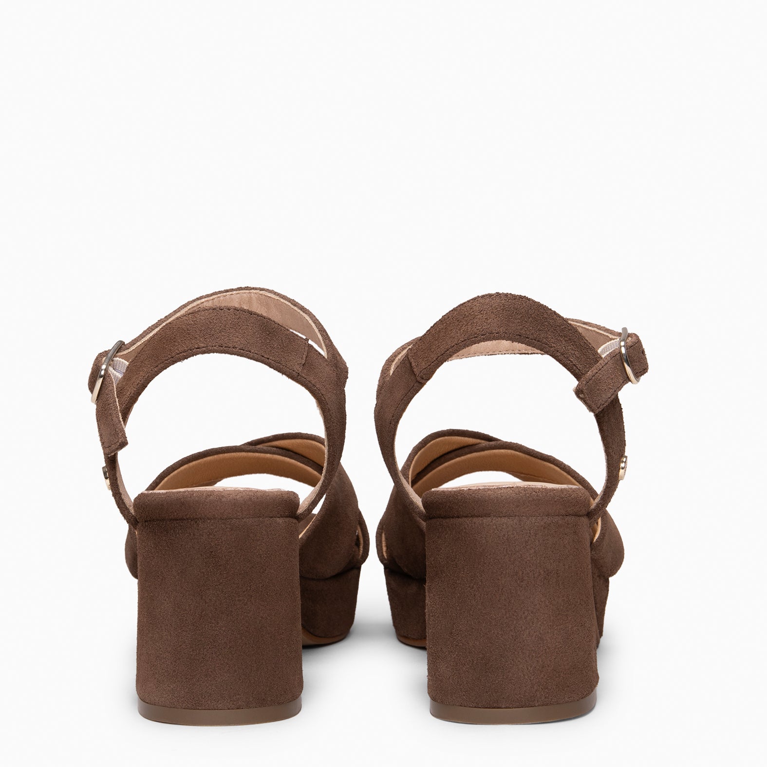 CERDEÑA - Sandalias de tacón ancho y plataforma MARRON