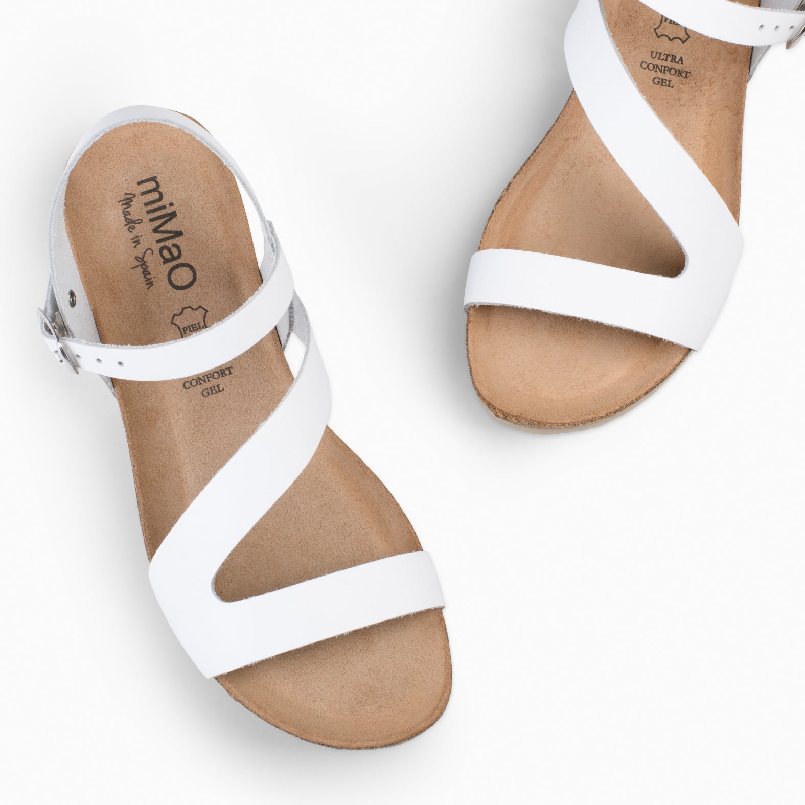 LIS – Sandalias BIO de piel de Vaquetilla BLANCO