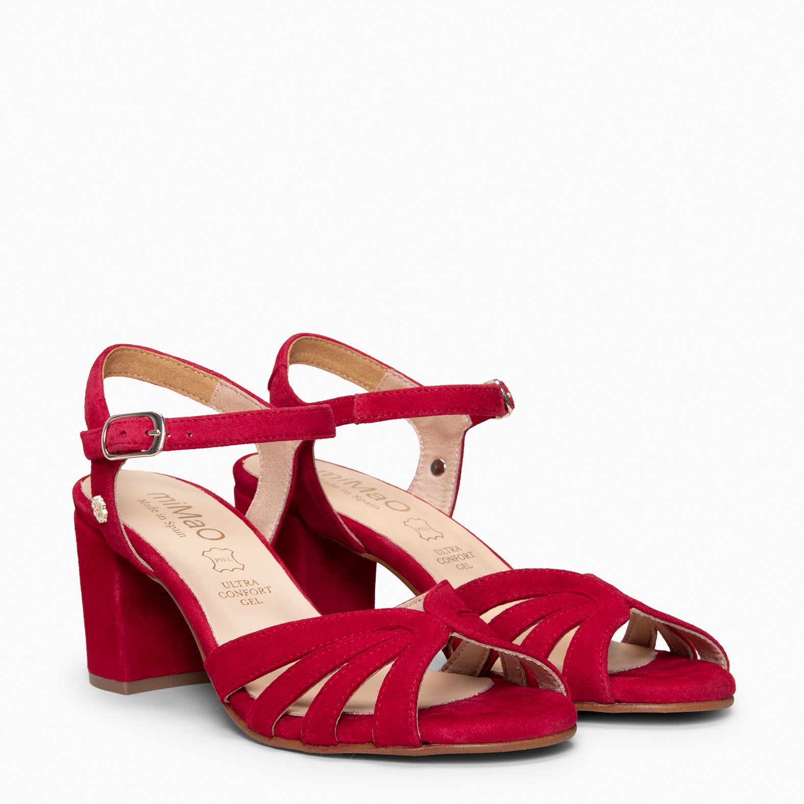 MUSA – Sandalias de Tacón ancho ROJO
