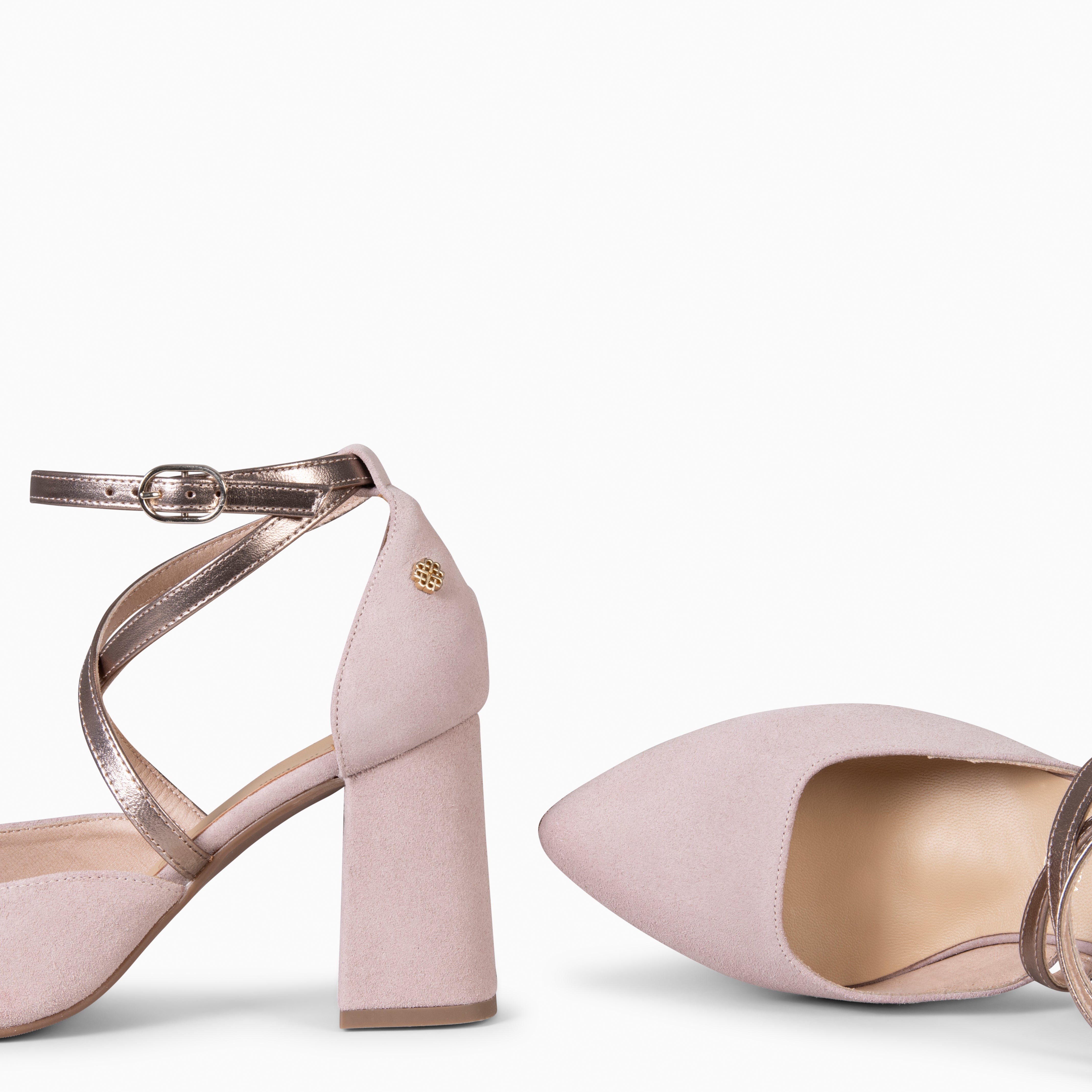 ARIEL - Zapato de tacón ancho ROSA METAL
