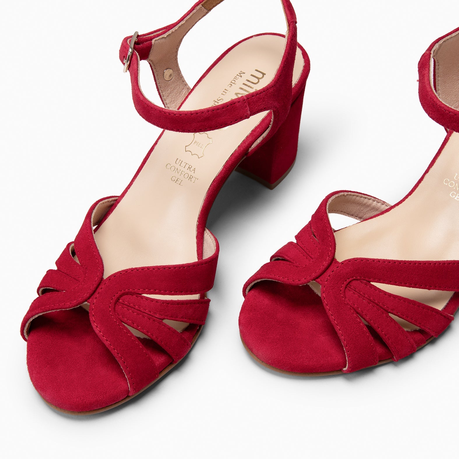 MUSA – Sandalias de Tacón ancho ROJO