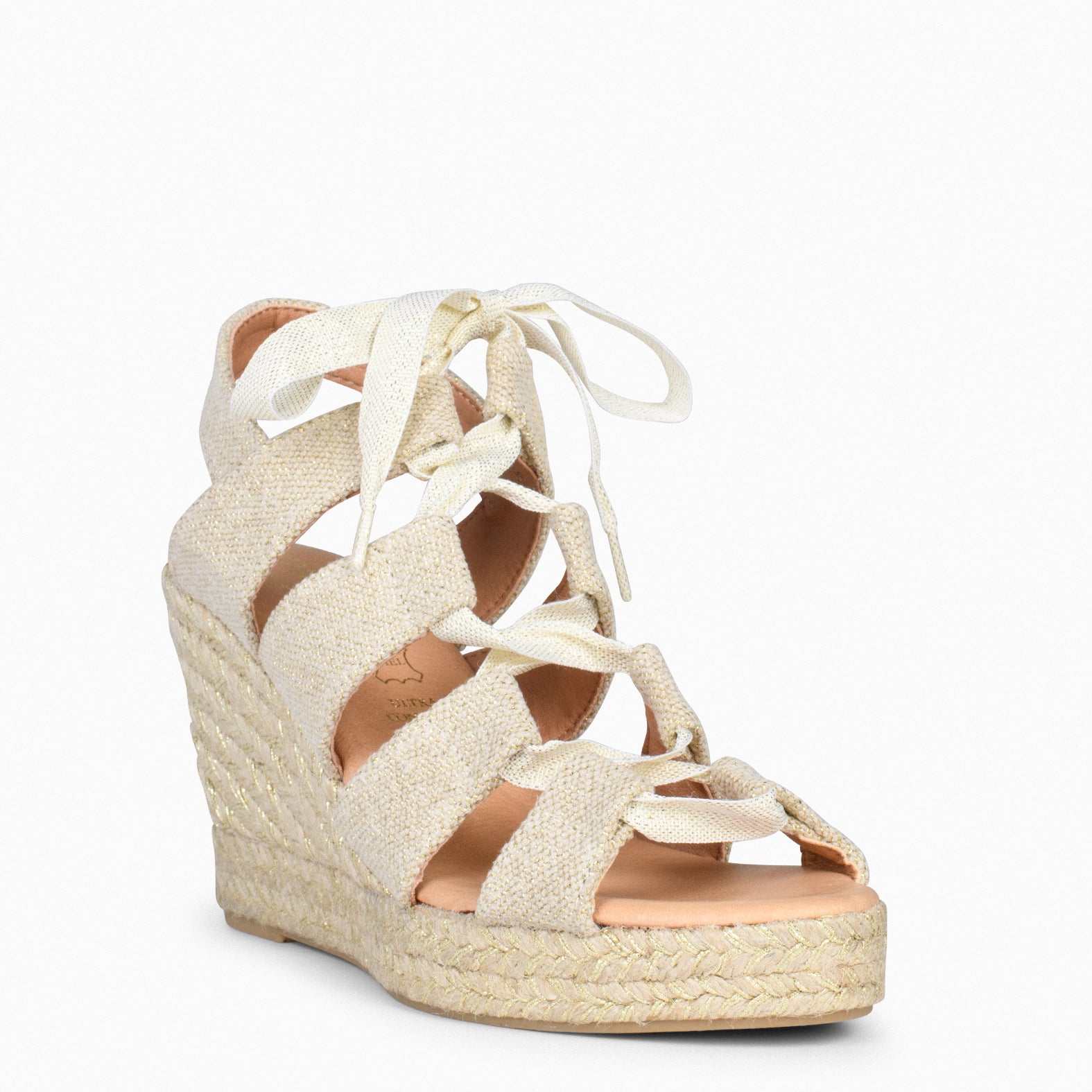 ROMANA – Cuñas altas de hilo de lurex ORO