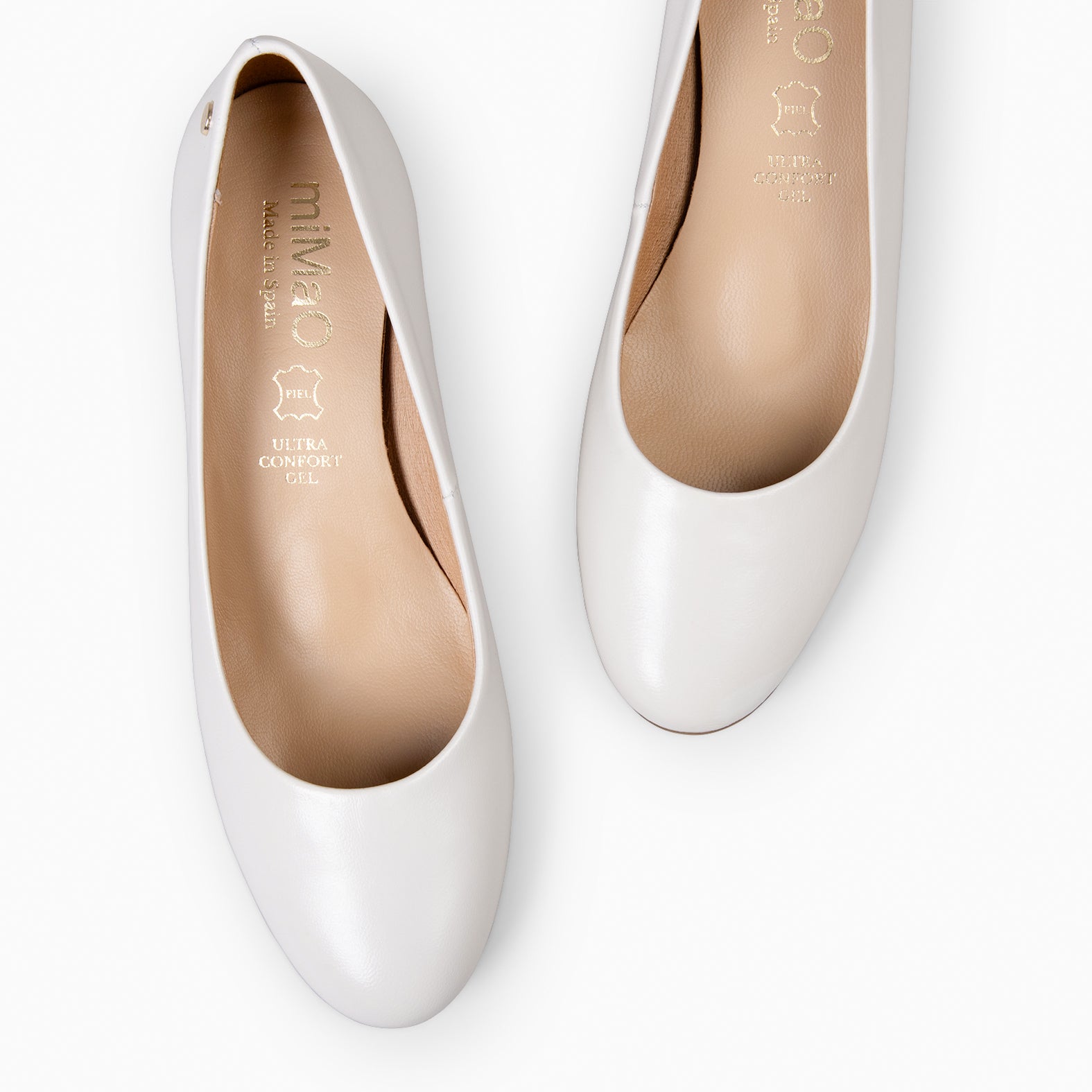 URBAN REDONDO SALÓN – Zapatos de tacón bajo de napa MARFIL