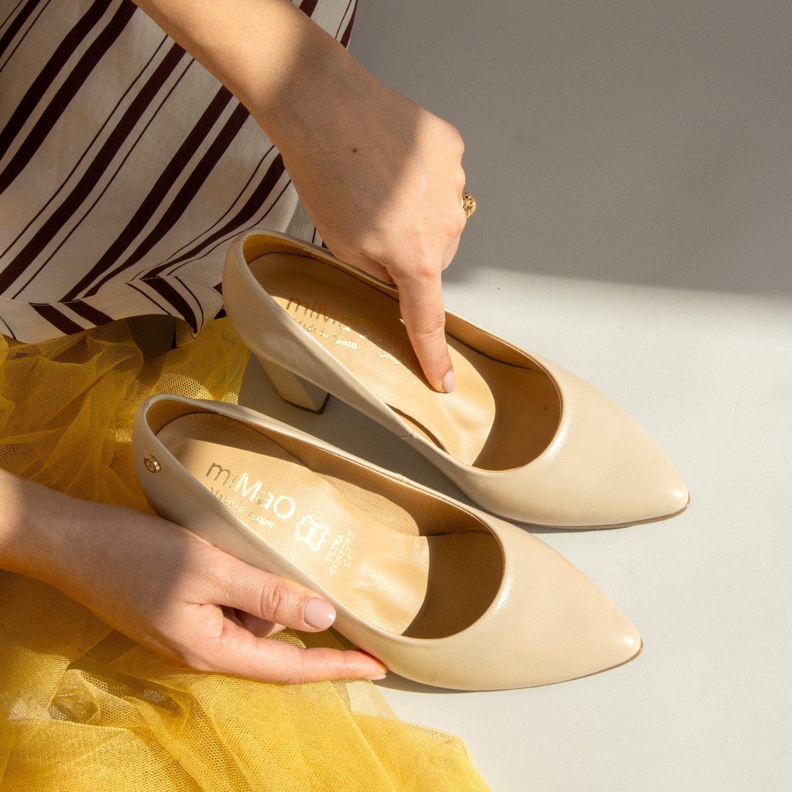 URBAN SALÓN - Zapatos de tacón alto de napa BEIGE