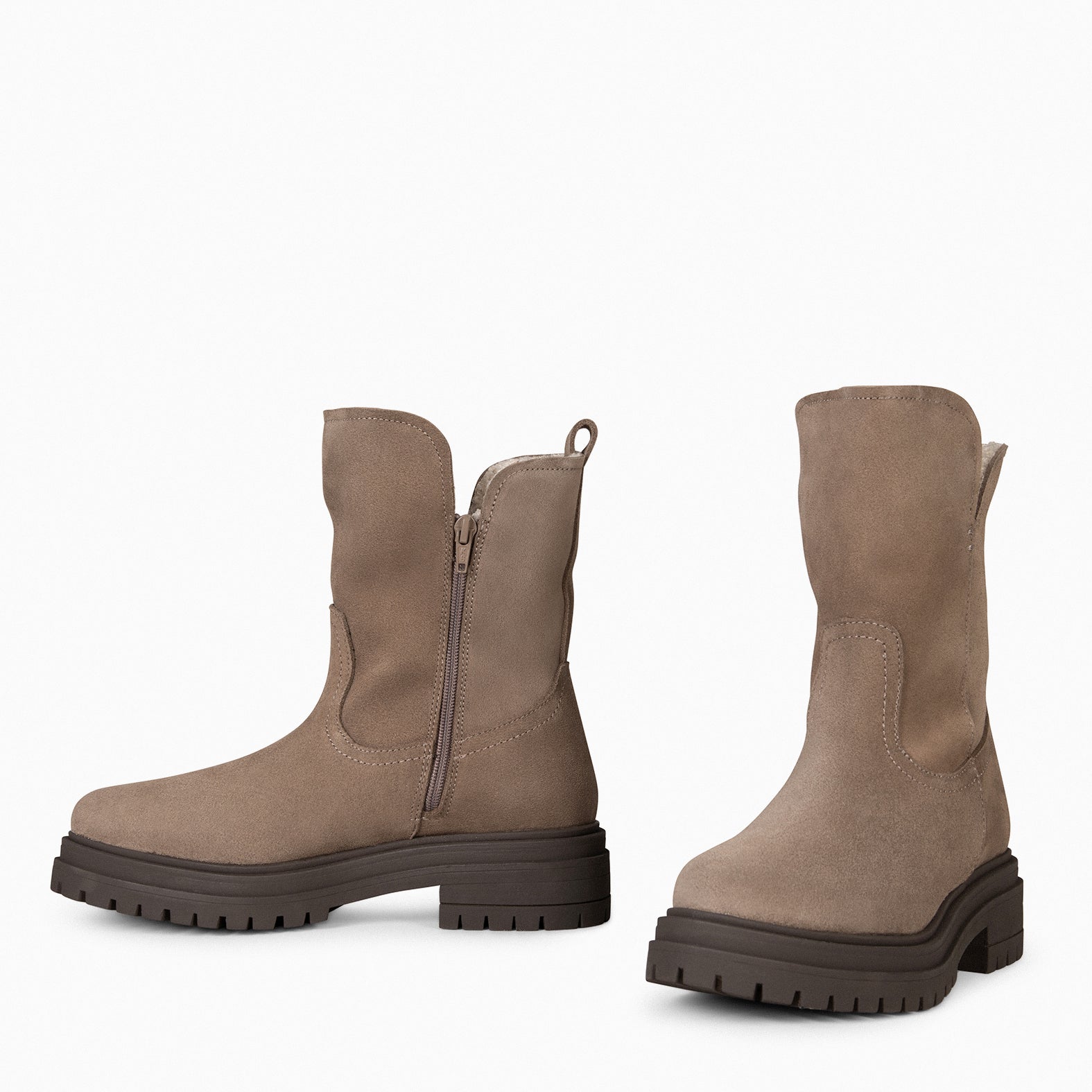 LAPONIA – Botin de mujer de piel de borrego TAUPE