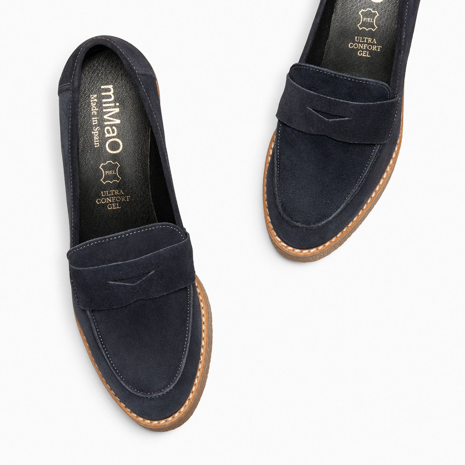 MOKKA – Mocasín de serraje con tacón MARINO