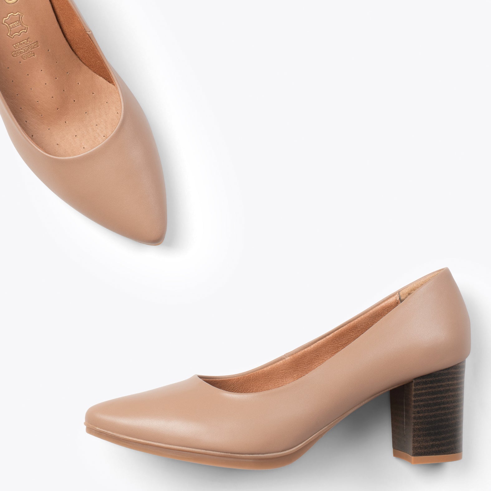 URBAN S SALON – Zapatos de tacón medio de napa TAUPE