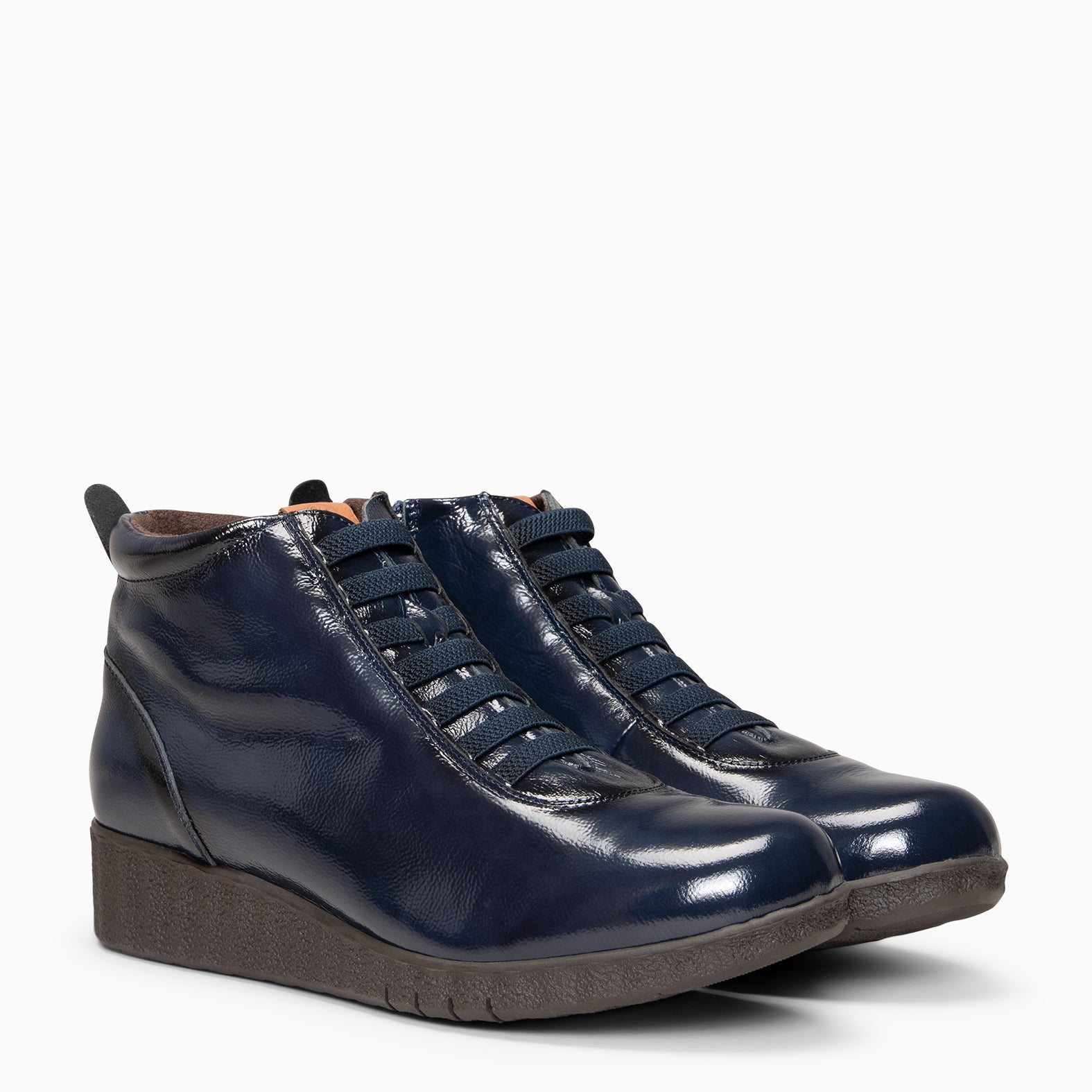 FLEXY - Zapatillas de charol MARINO abotinadas