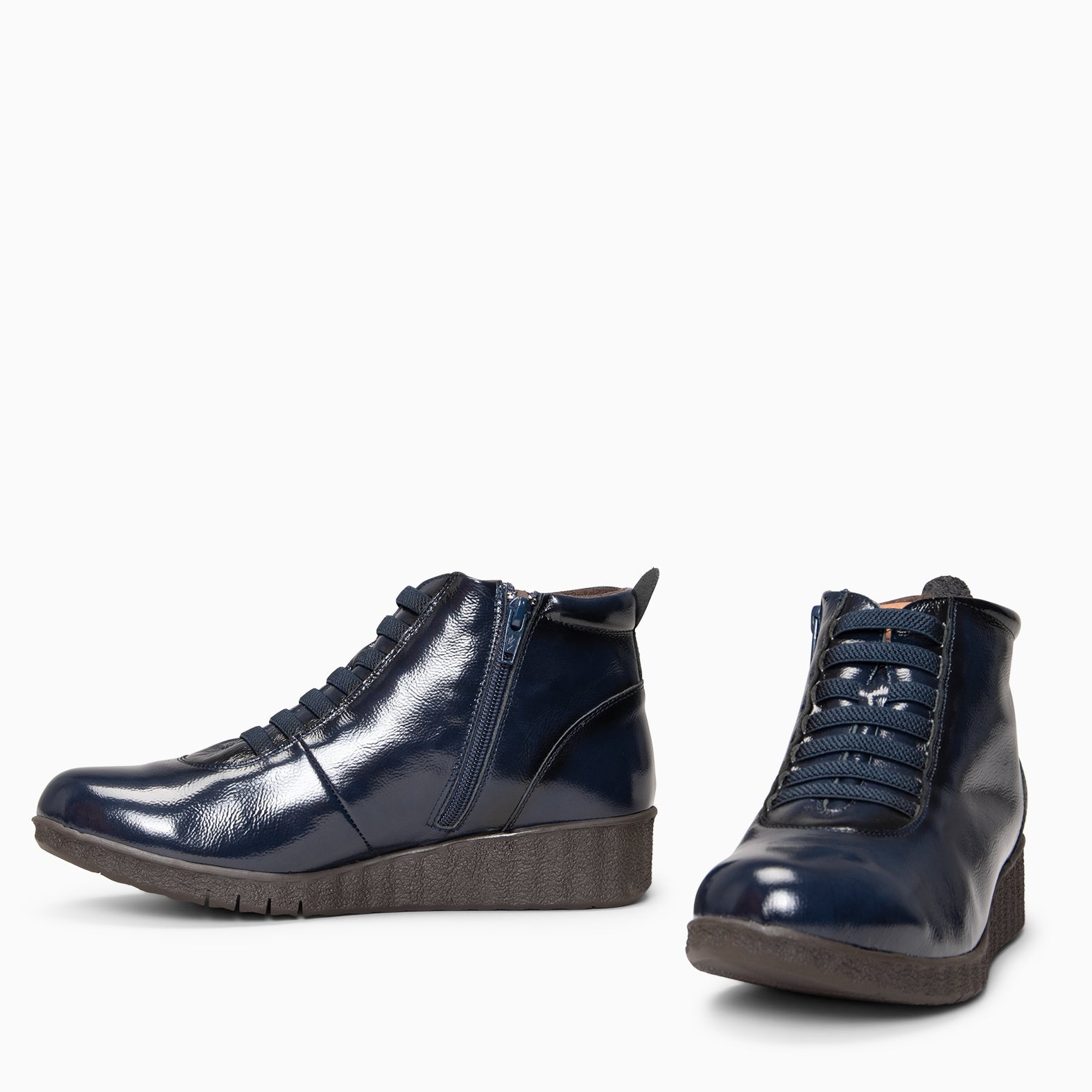FLEXY - Zapatillas de charol MARINO abotinadas
