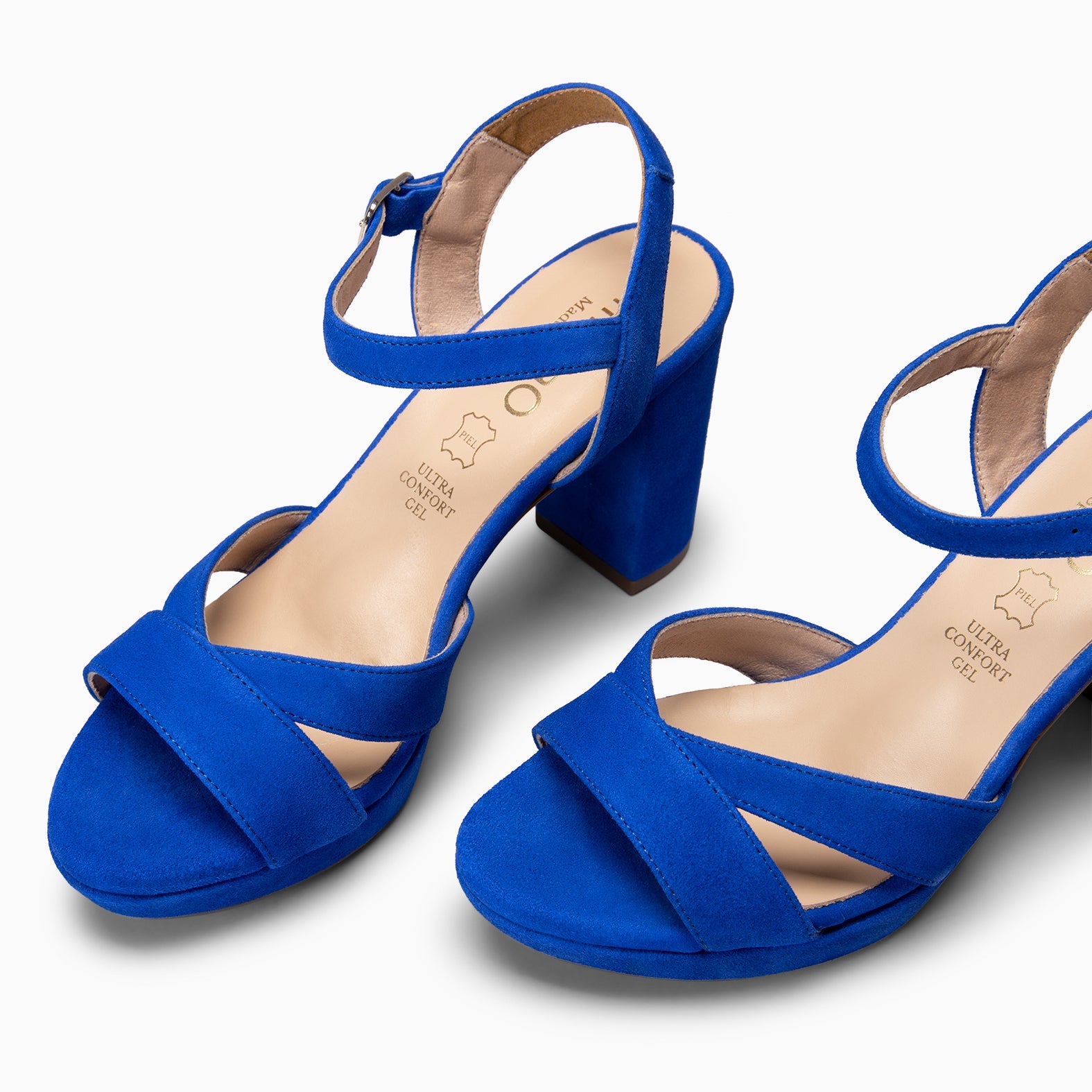 PARIS – Sandalias de fiesta con tacón alto y plataforma AZUL ELÉCTRICO