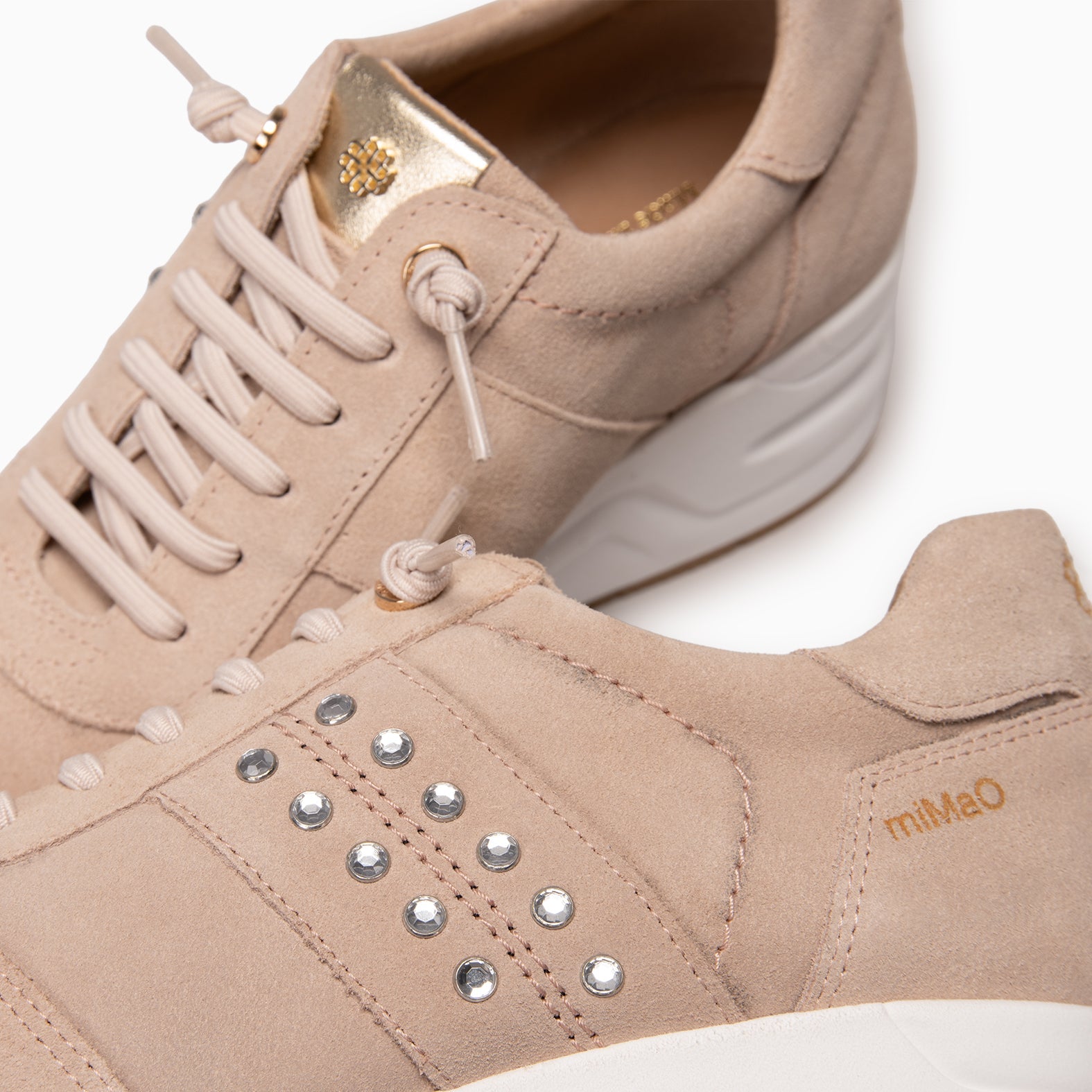 METZ - Zapatillas con cuña de ante ROSA CLARO