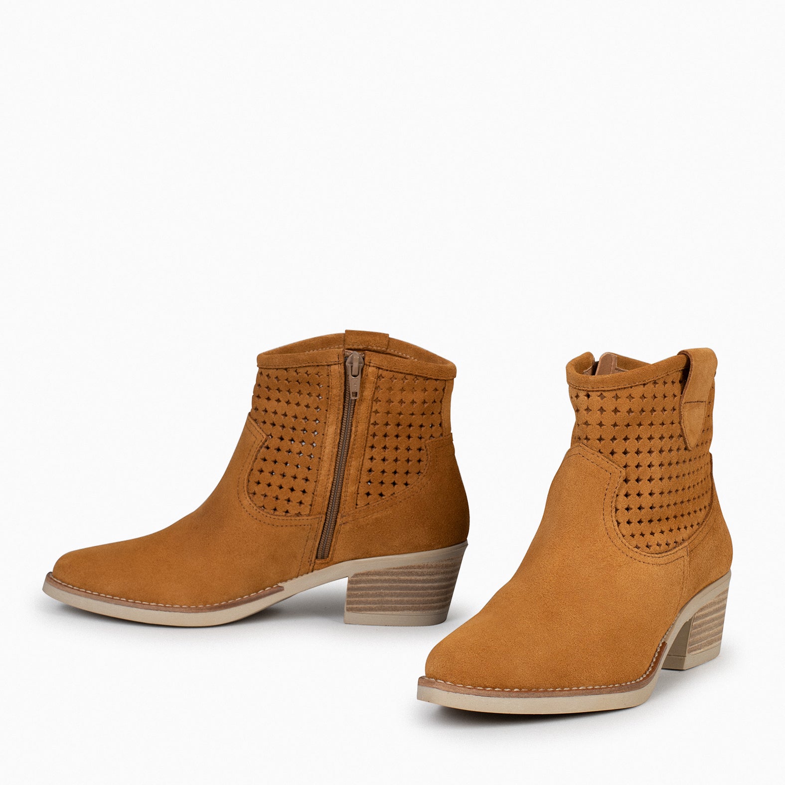 HOUSTON – Botines cowboy con tacón CAMEL
