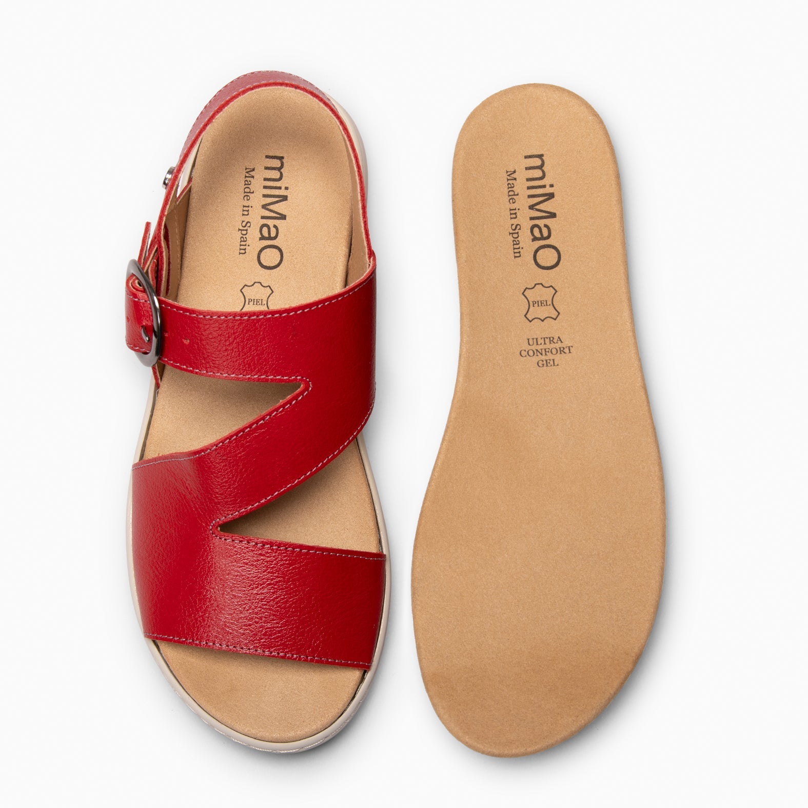 NATURA – Sandalias con plantilla Extraíble ROJO