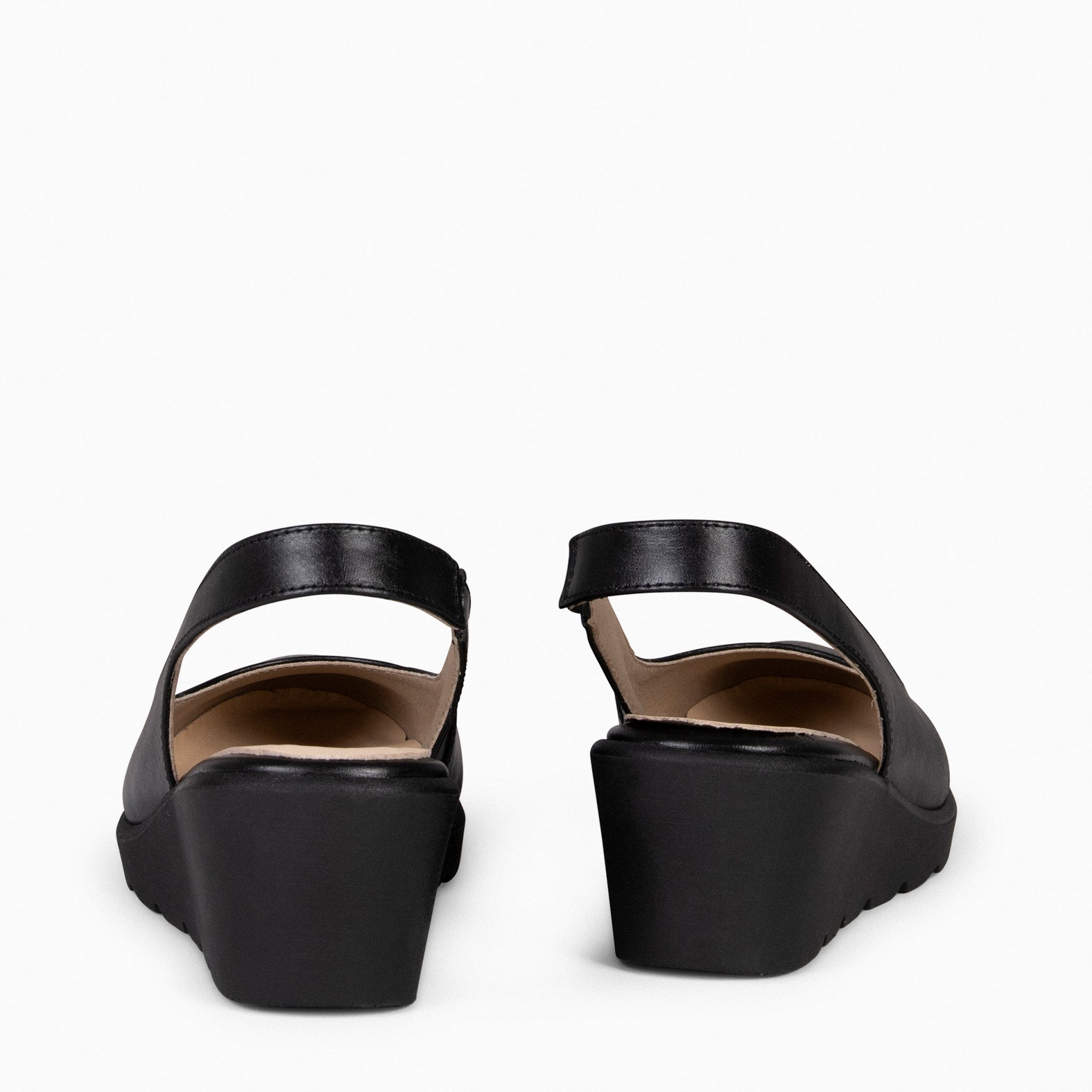 CLARISSE - Zapato de cuña destalonado NEGRO