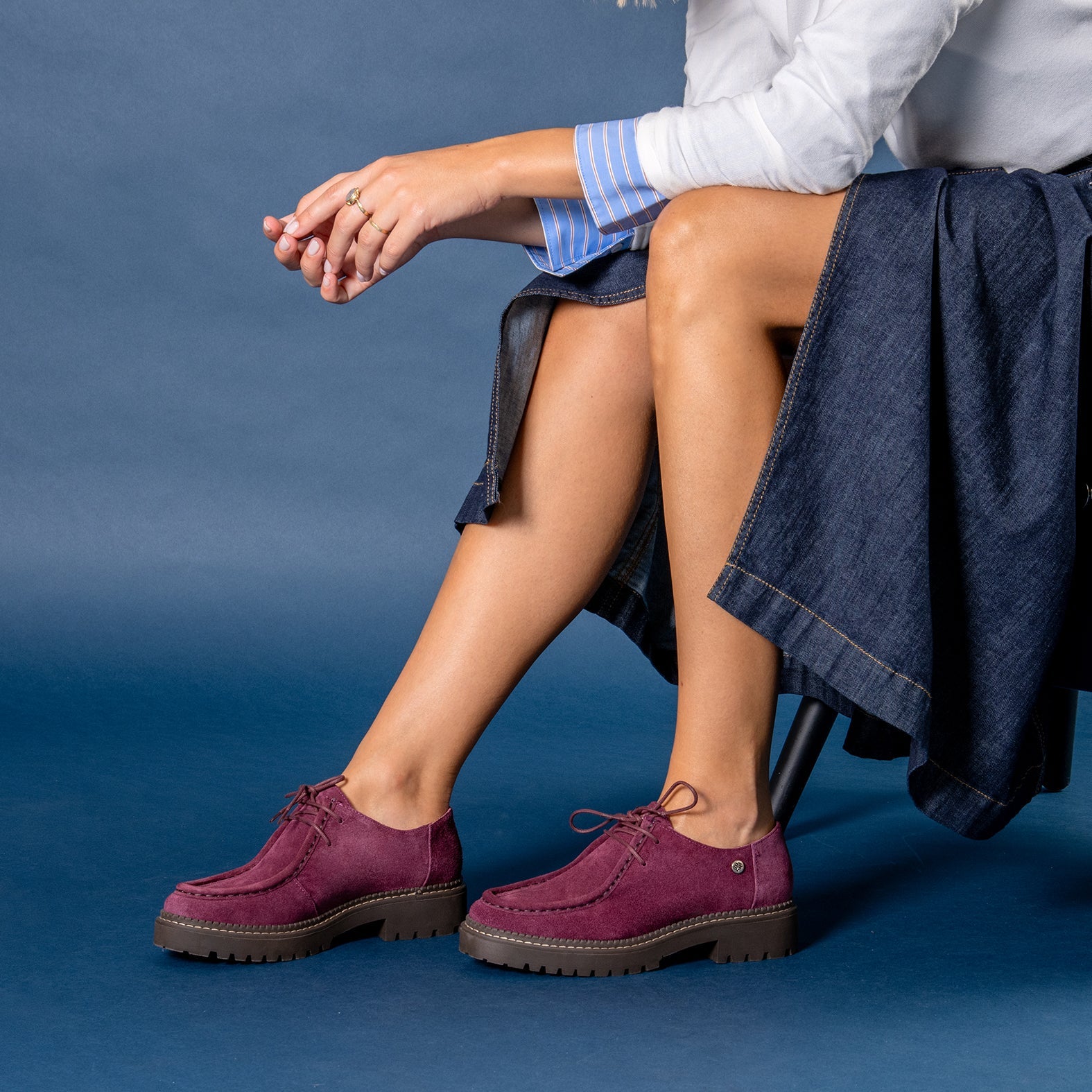 YALE – Mocasin con suela track con cordones BURDEOS