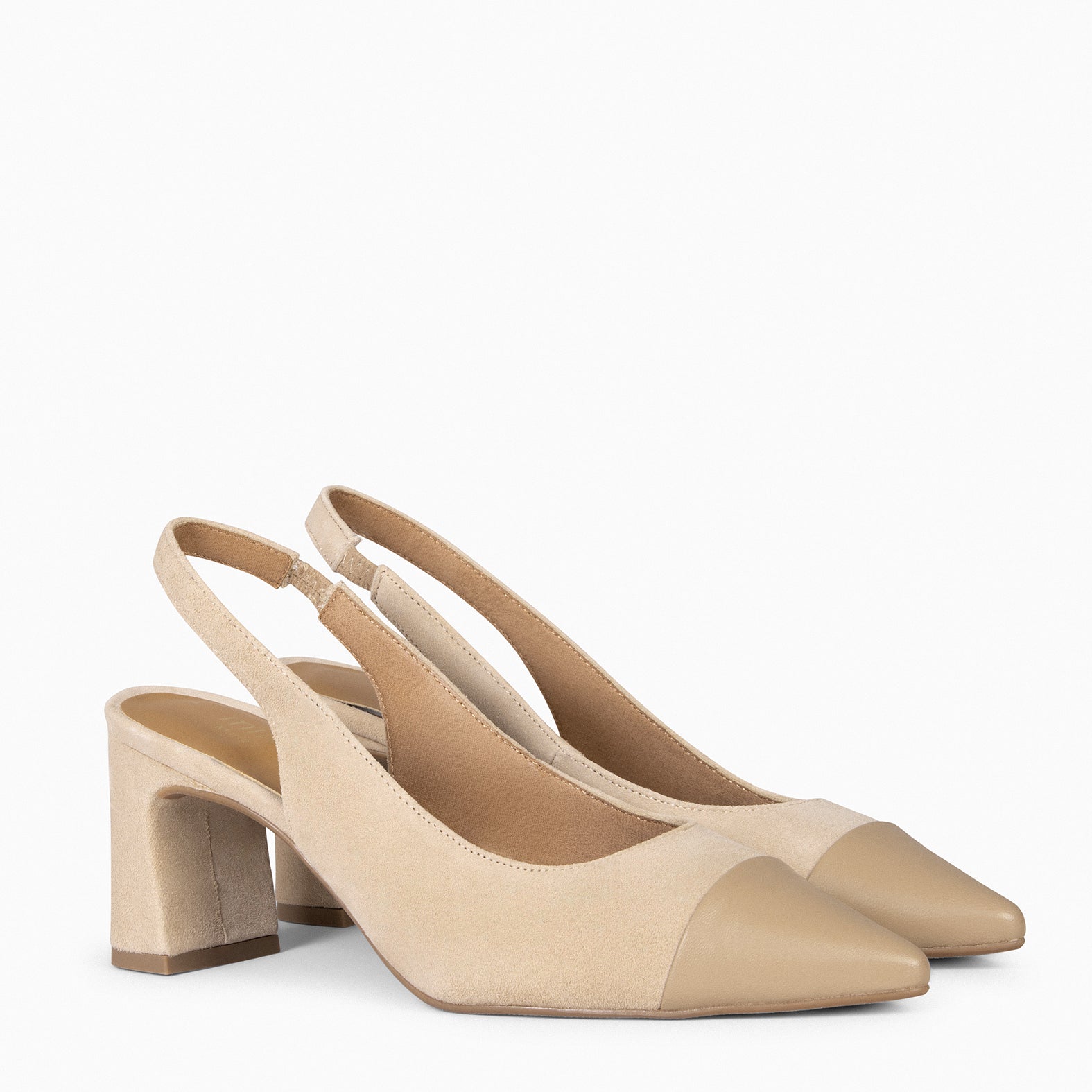 DIANA - Zapato con puntera afilada bicolor BEIGE