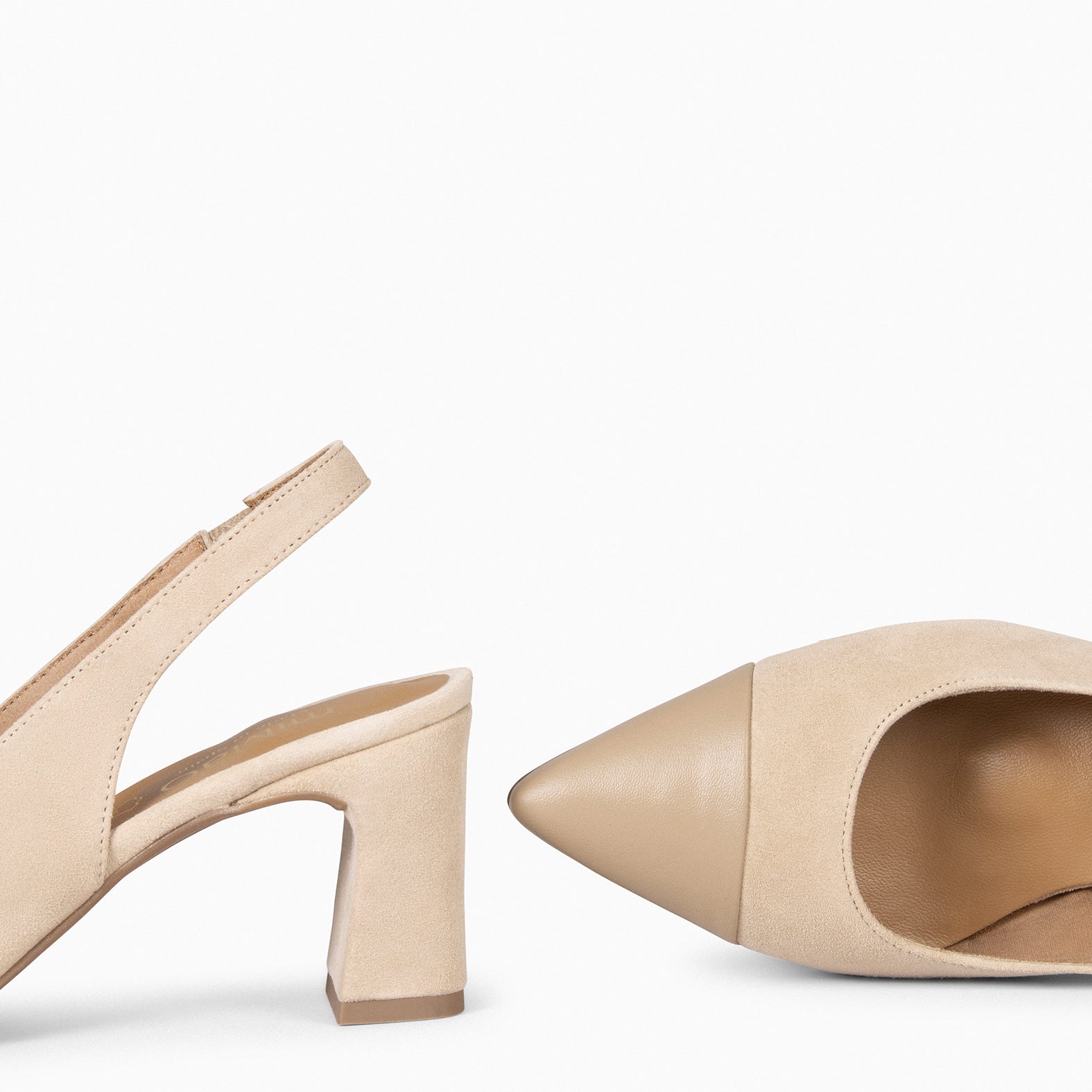 DIANA - Zapato con puntera afilada bicolor BEIGE