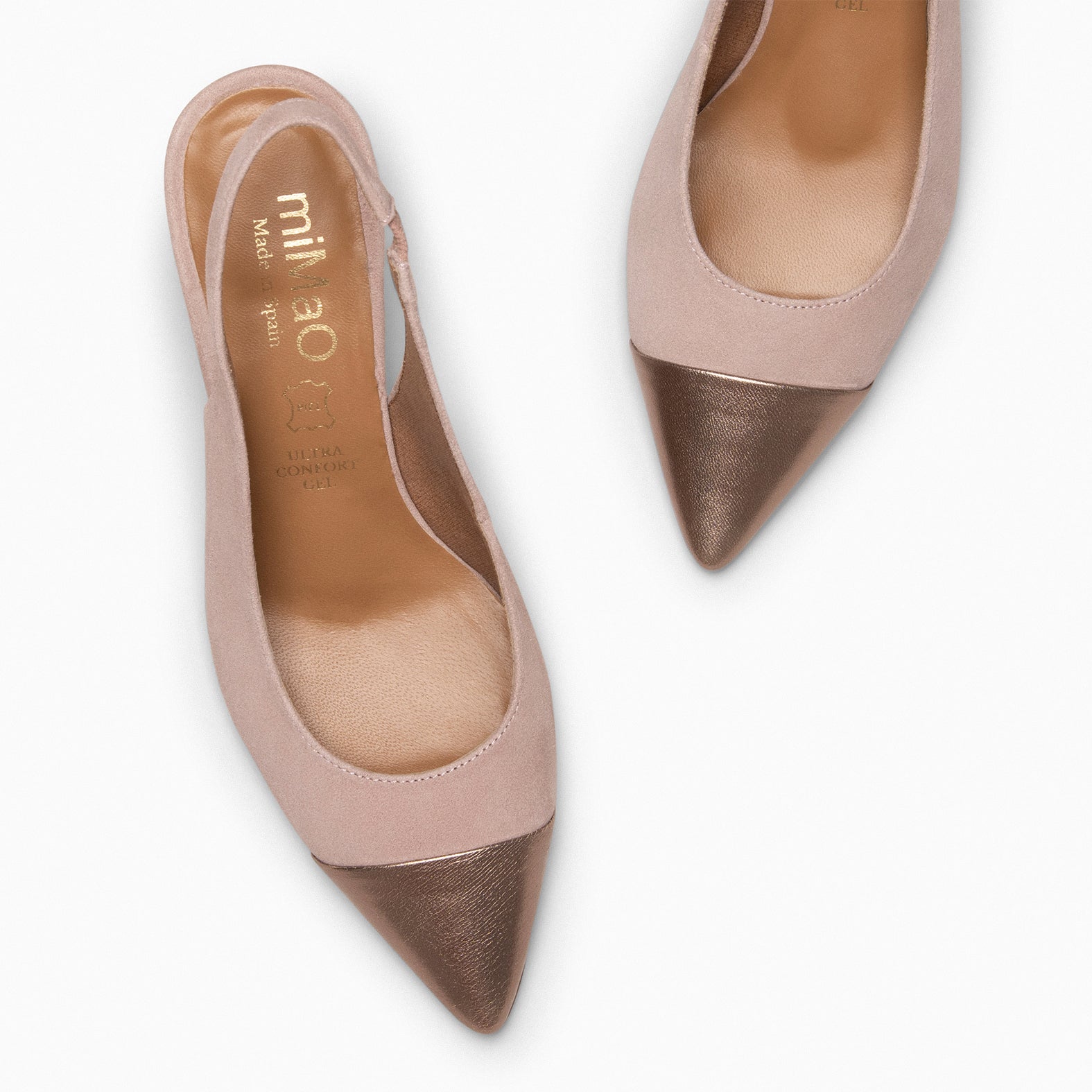 DIANA - Zapato NUDE con puntera PLATINO