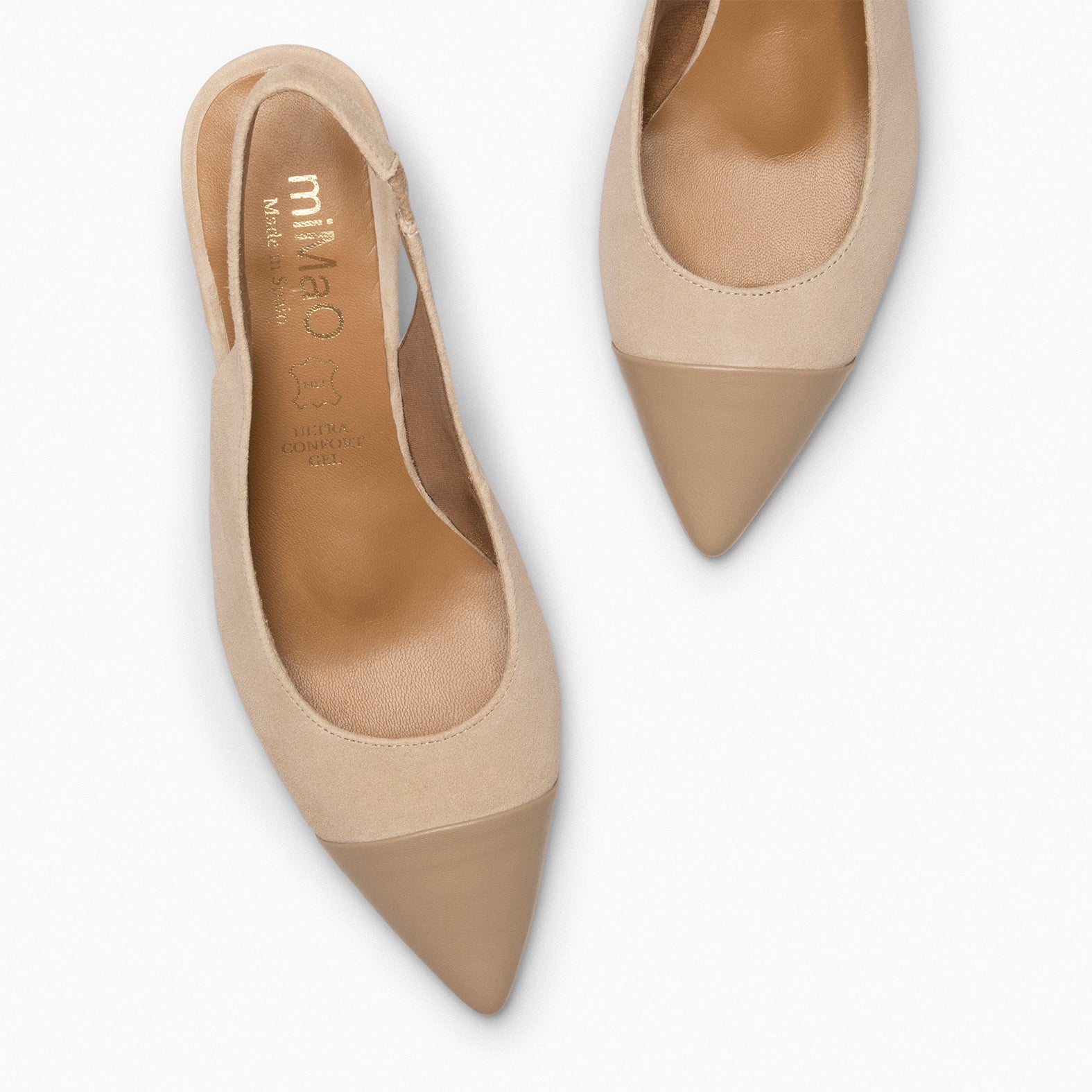 DIANA - Zapato con puntera afilada bicolor BEIGE