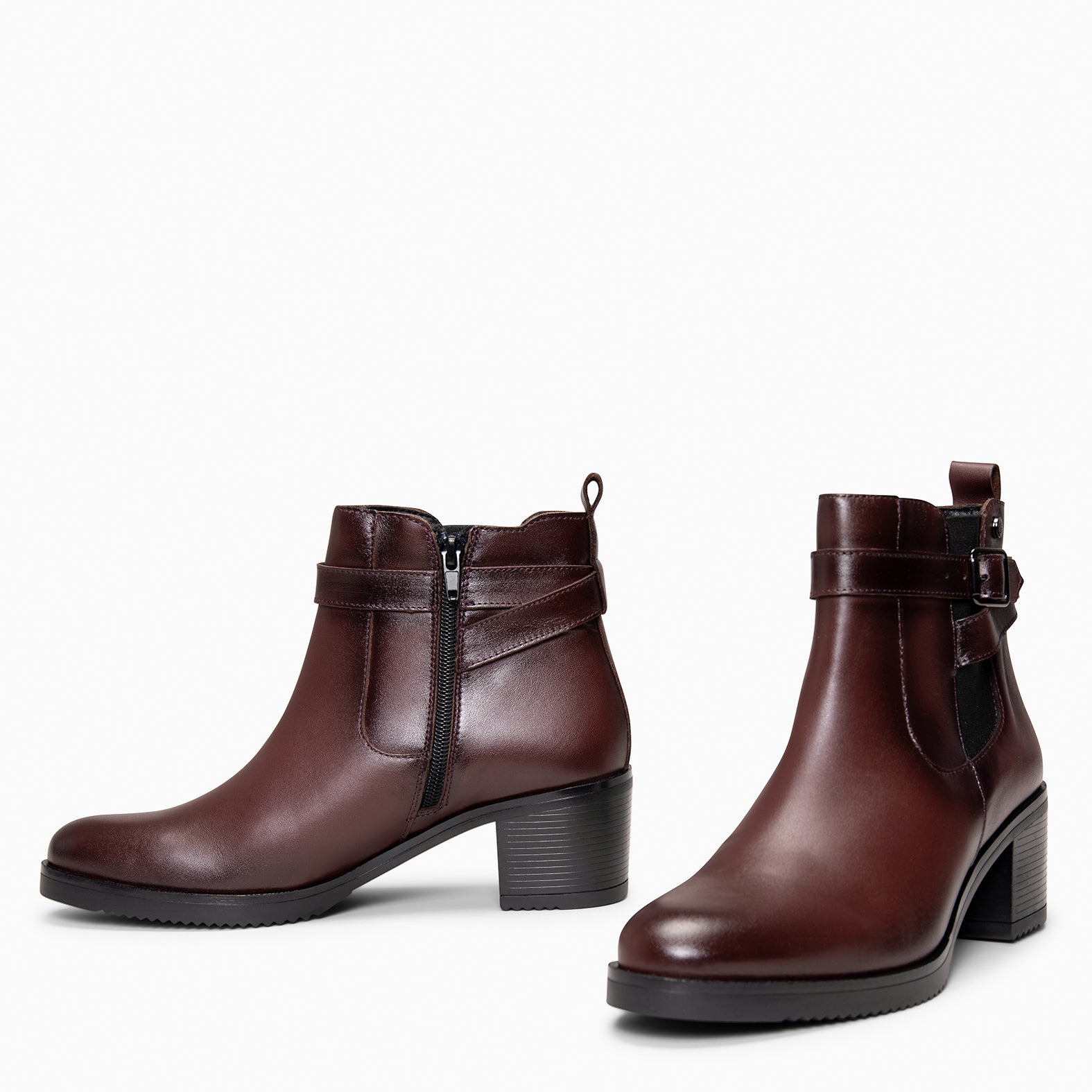LEMY - Botines BURDEOS de piel de napa