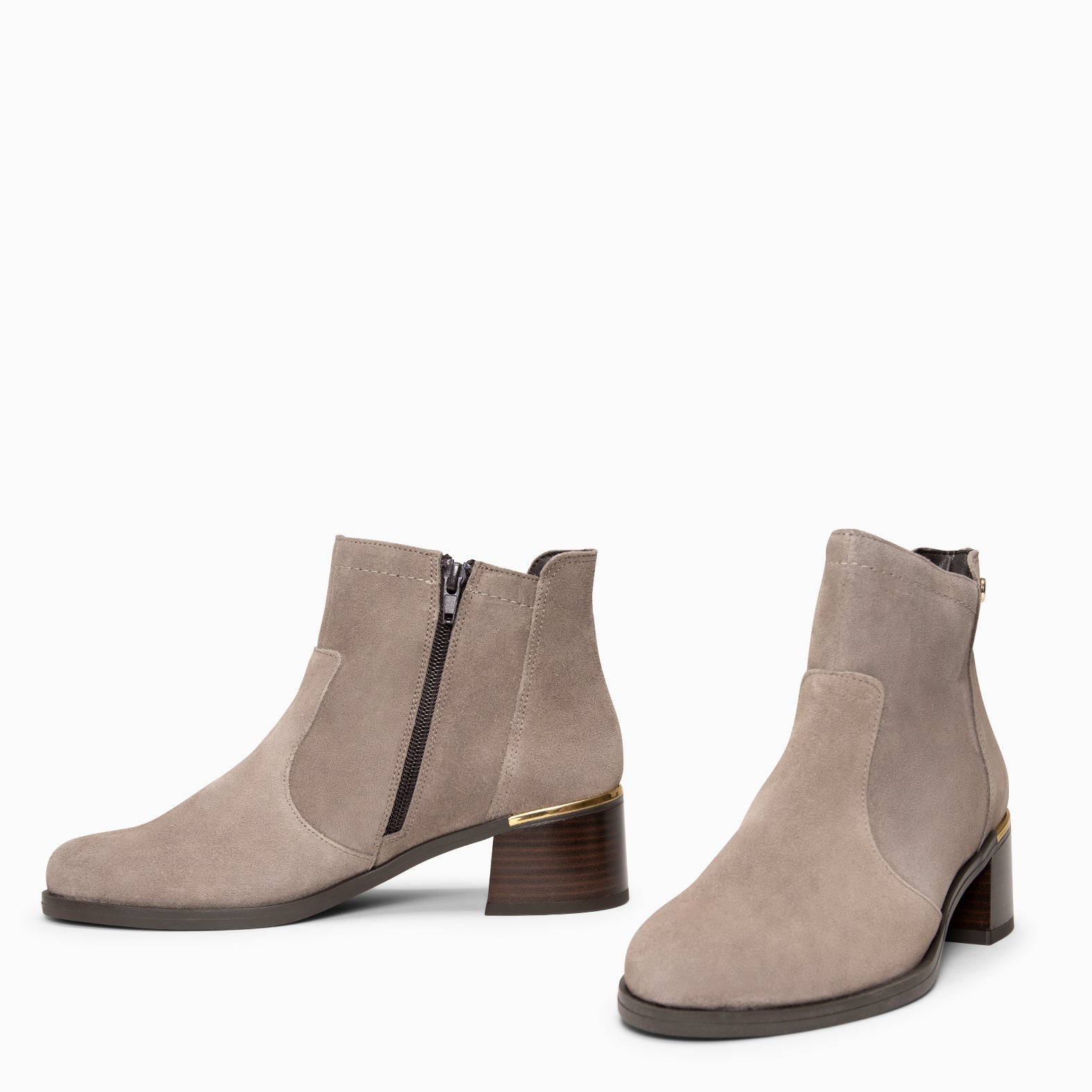 NIXIE – botines de tacón bajo para mujer TAUPE