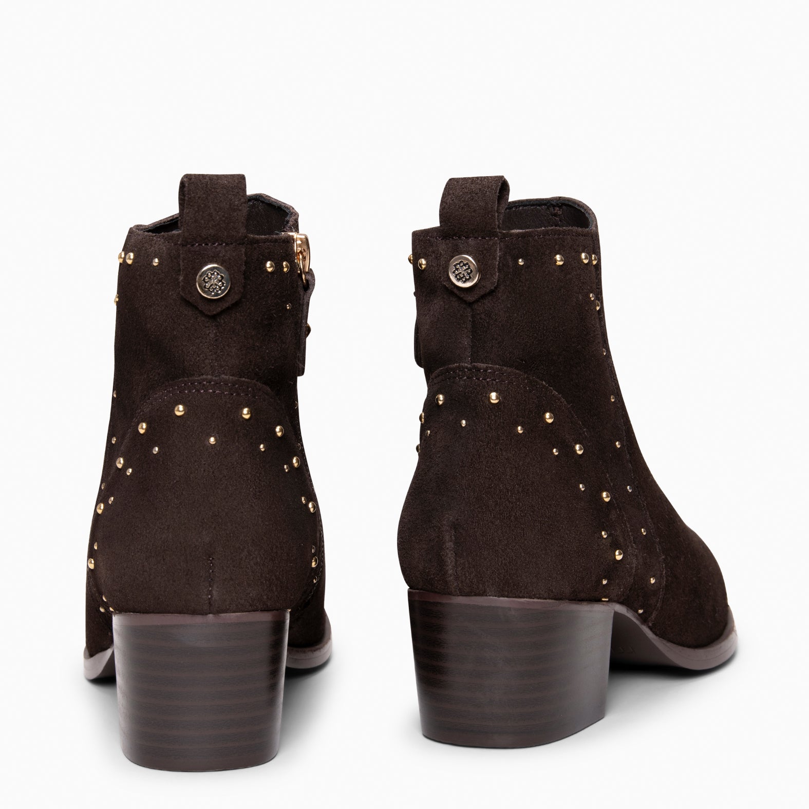 DUSTY – Botines de serraje con tachas MARRON