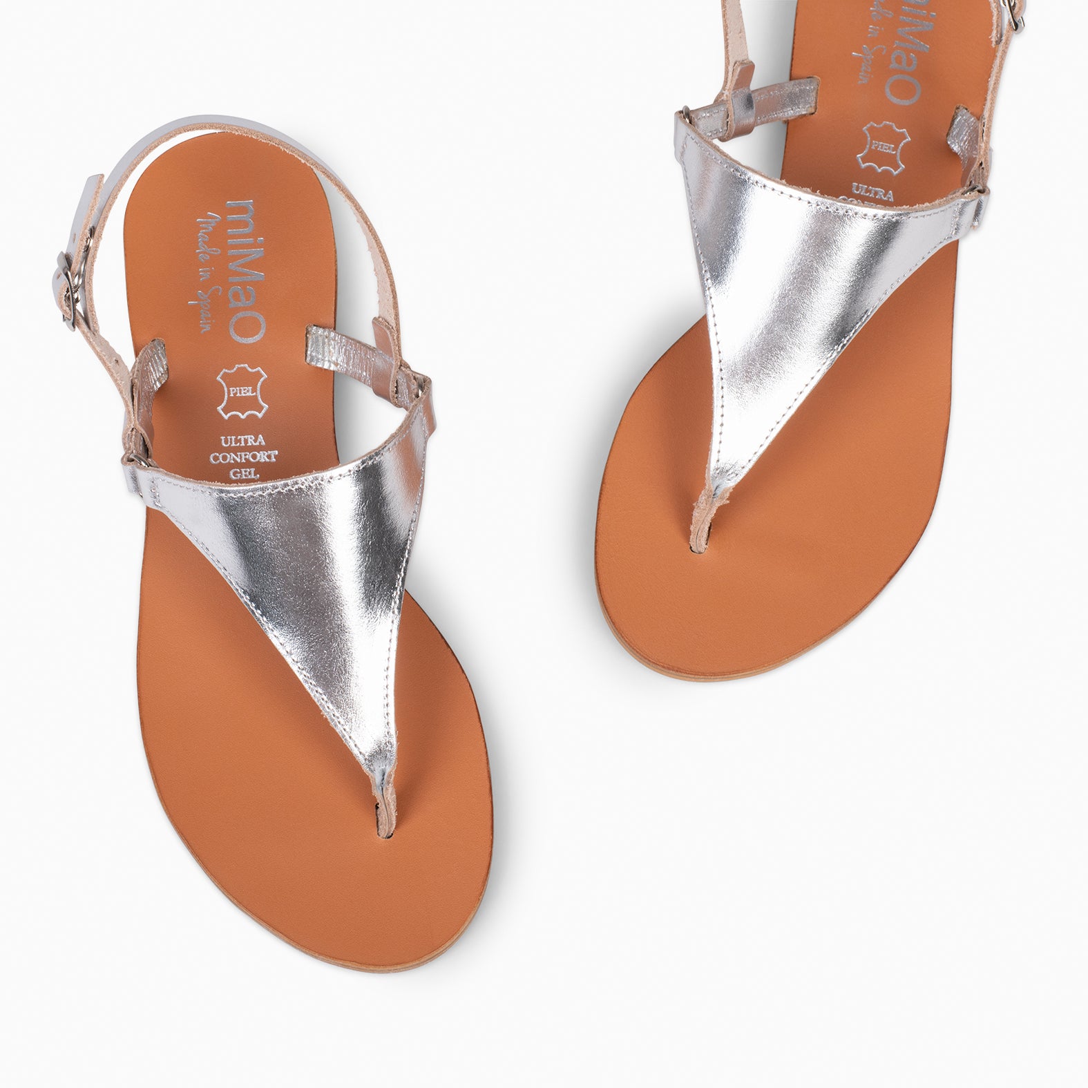 GAZANIA - Sandalias de dedo para mujer PLATEADAS con hebilla