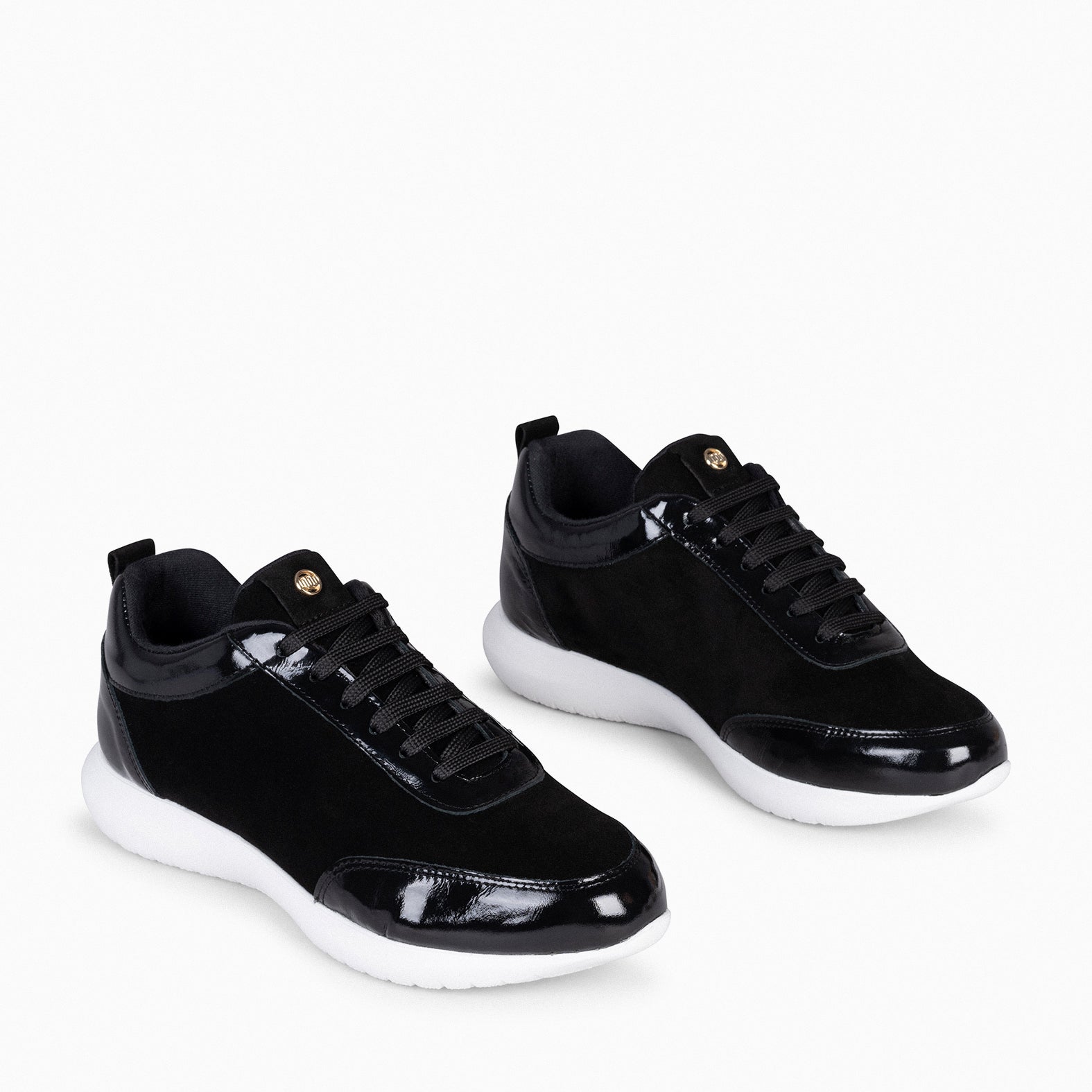 LOIRA - Zapatillas de Serraje NEGRO con Charol difuminado