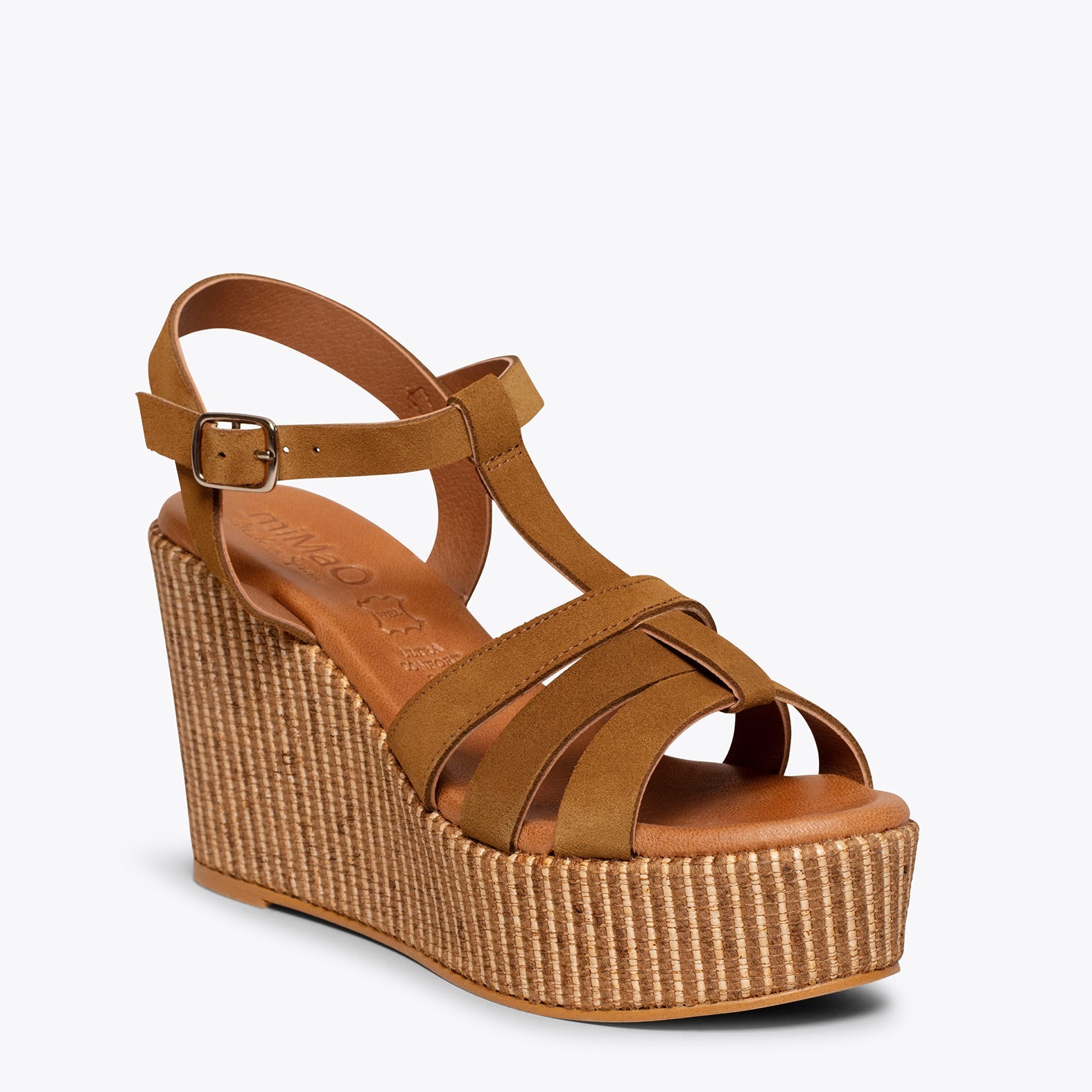 ÁMBAR - Cuñas CAMEL con plataforma de rafia