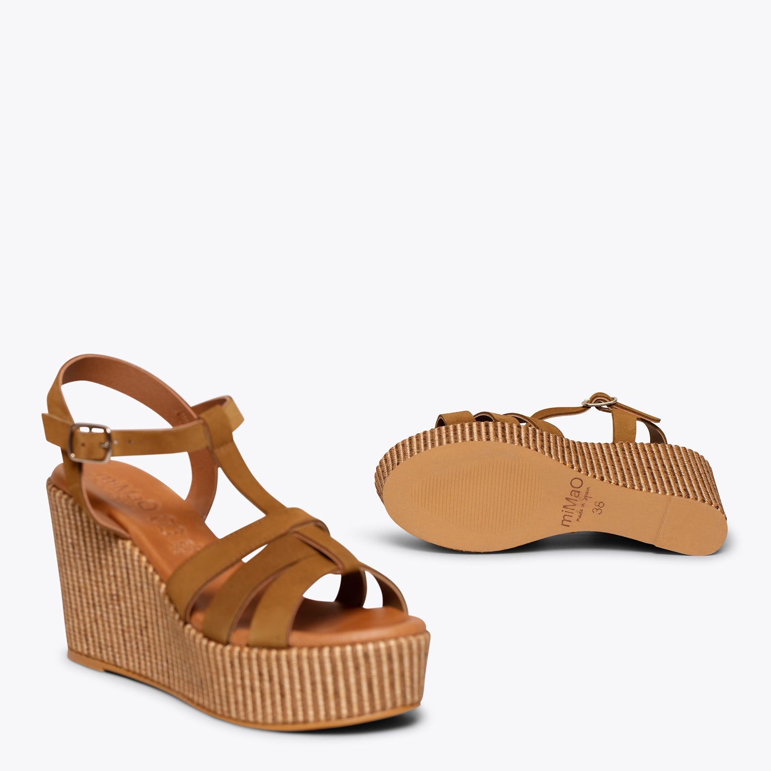 ÁMBAR - Cuñas CAMEL con plataforma de rafia