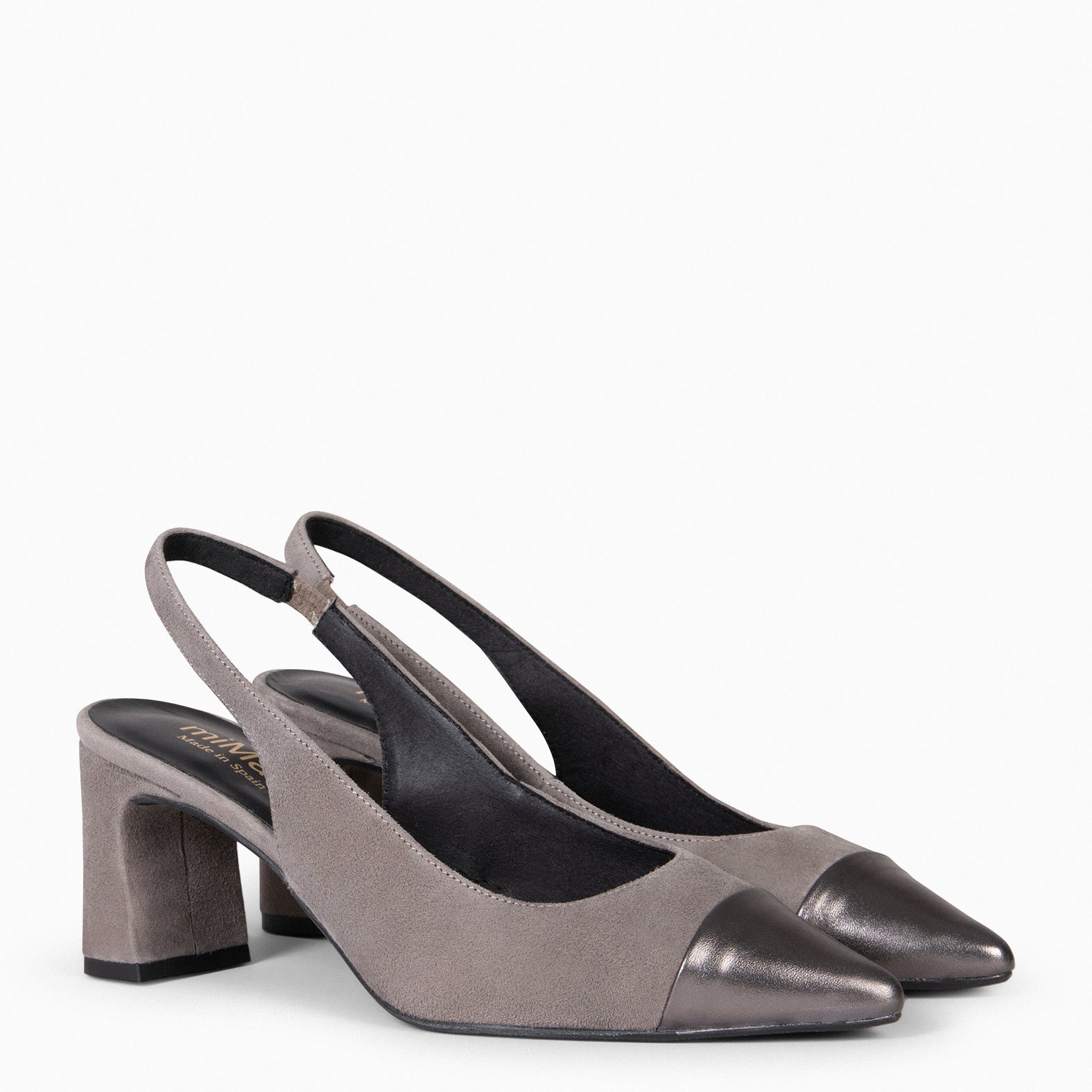 DIANA - Zapato con puntera afilada bicolor GRIS