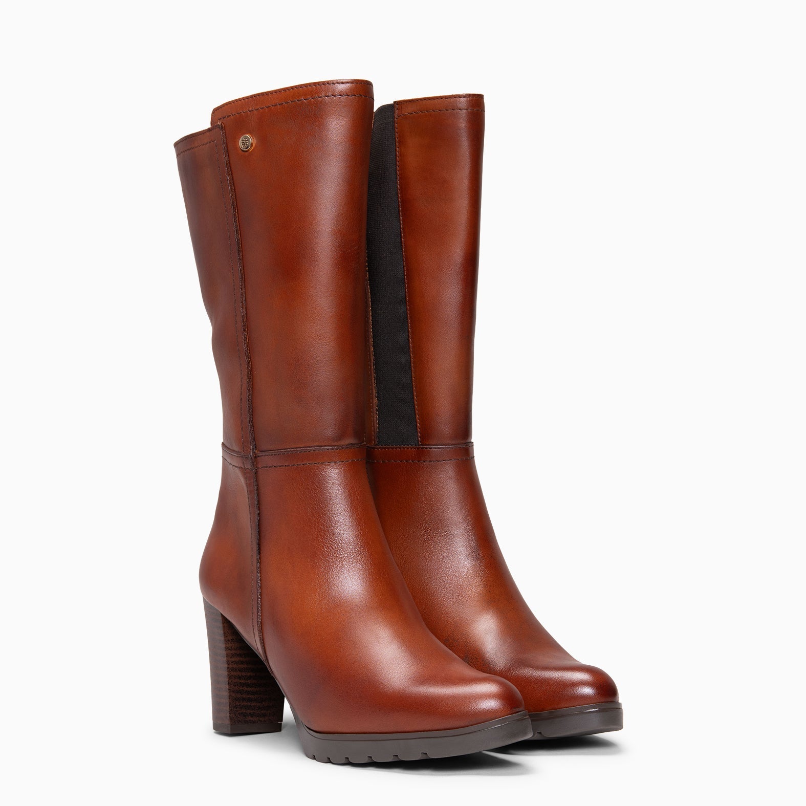 ARIANA XL - Botas de tacón y plataforma altas de piel MARRON