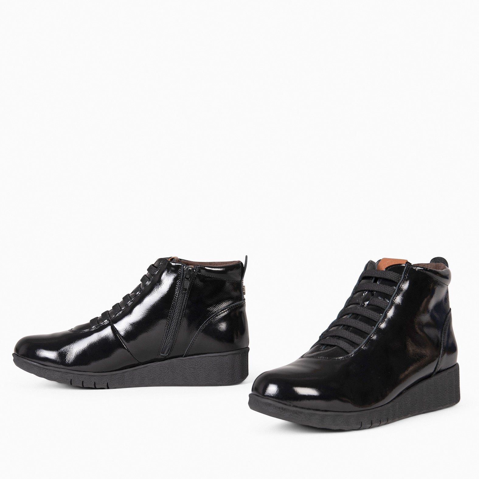 FLEXY - Zapatillas Abotinadas de charol NEGRO