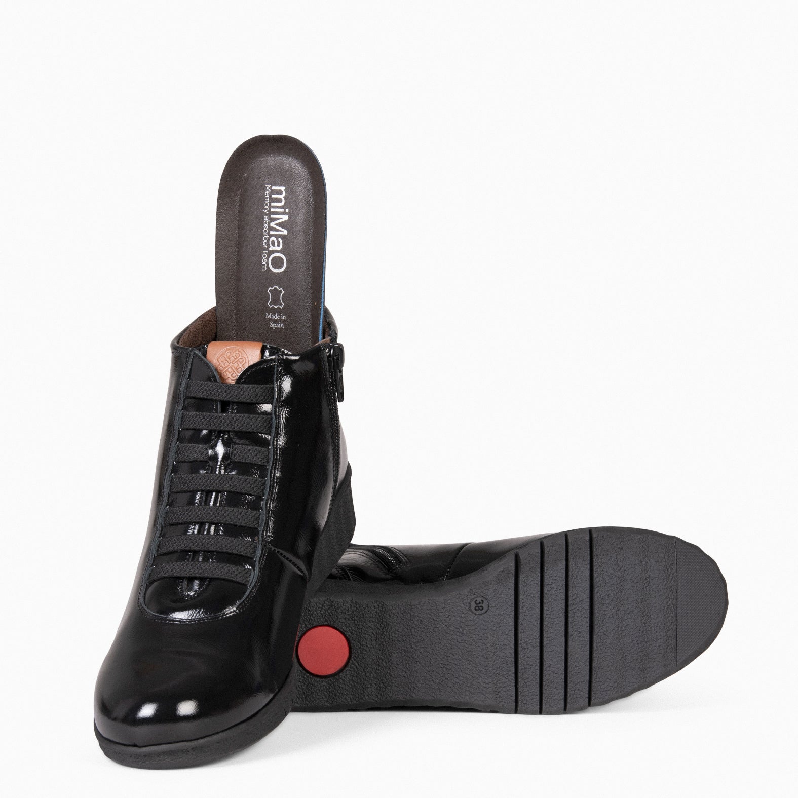 FLEXY - Zapatillas Abotinadas de charol NEGRO