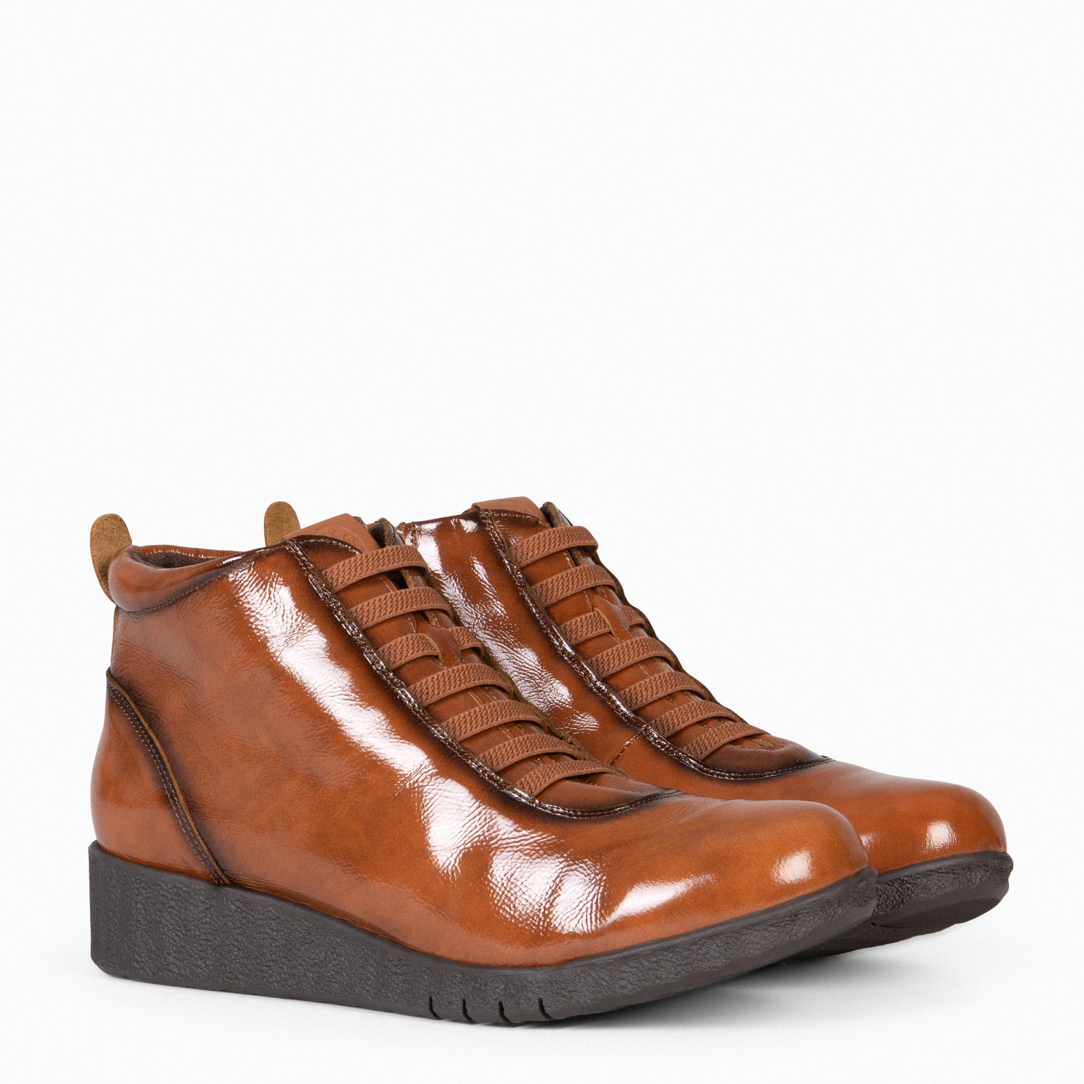 FLEXY - Zapatillas de charol CUERO abotinadas