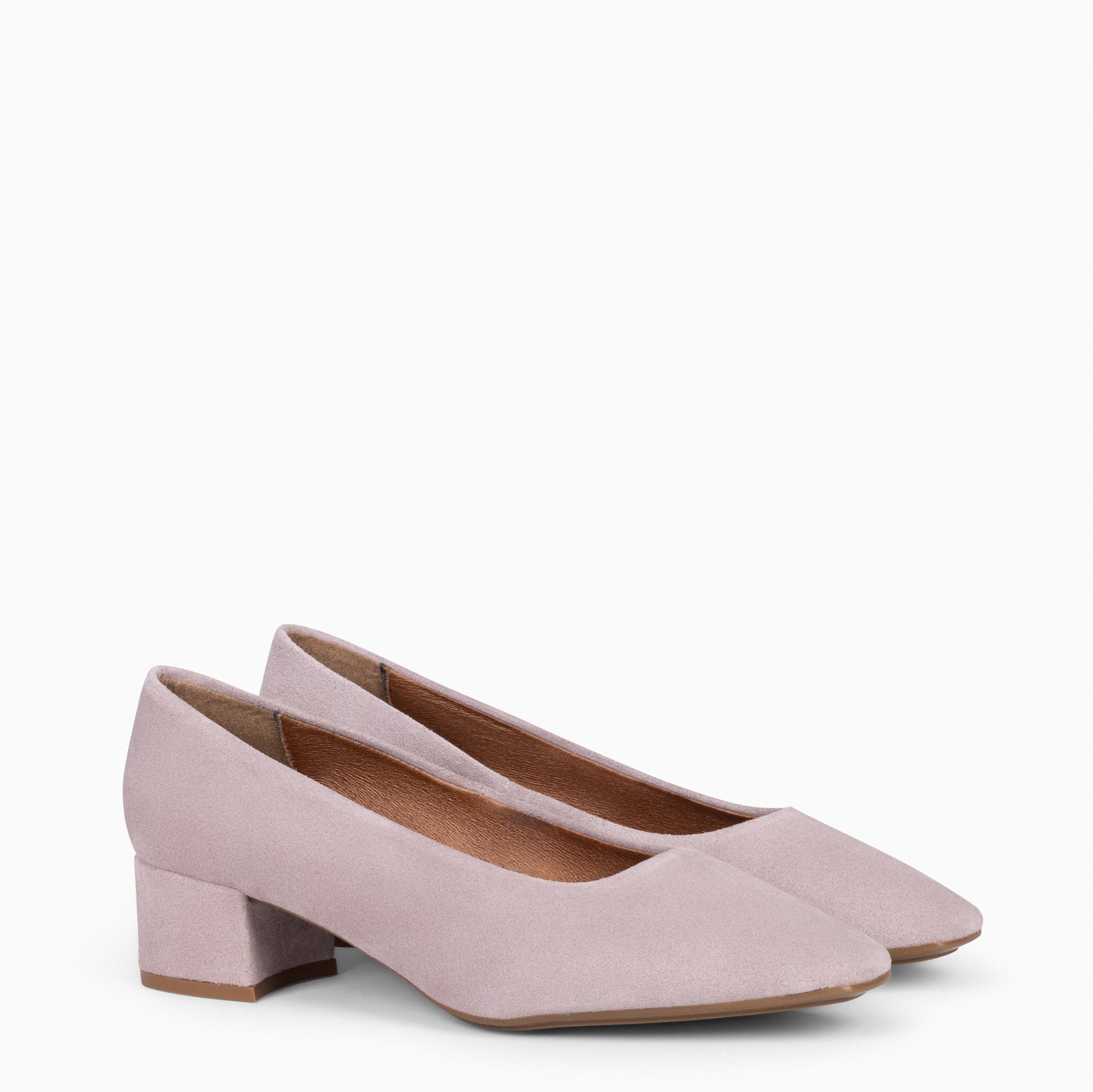 URBAN LADY - Zapatos de tacón bajo de serraje NUDE