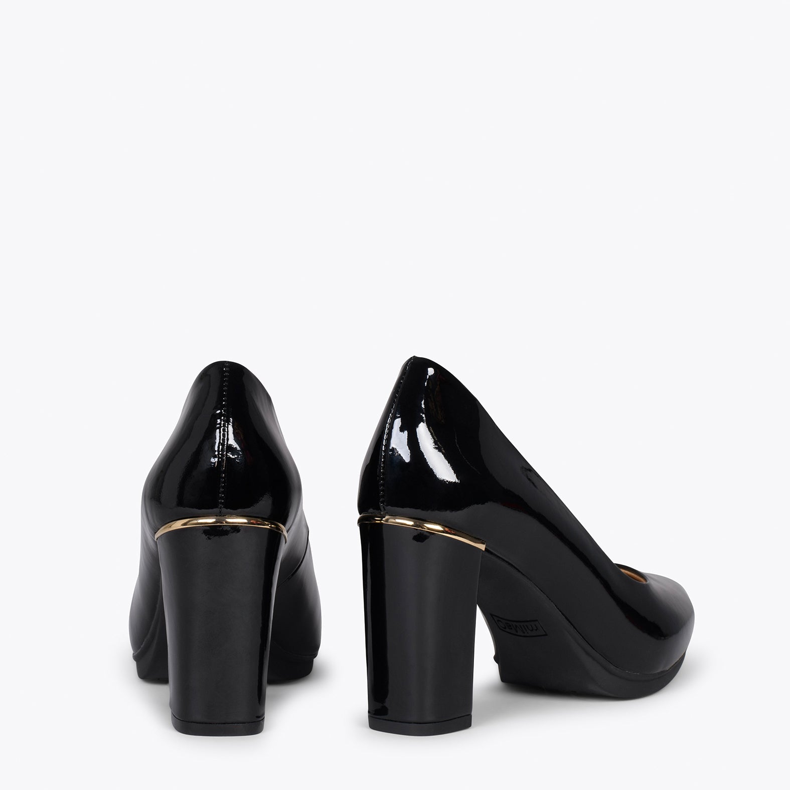 URBAN CHAROL - Zapatos de tacón de charol con adorno metálico NEGRO