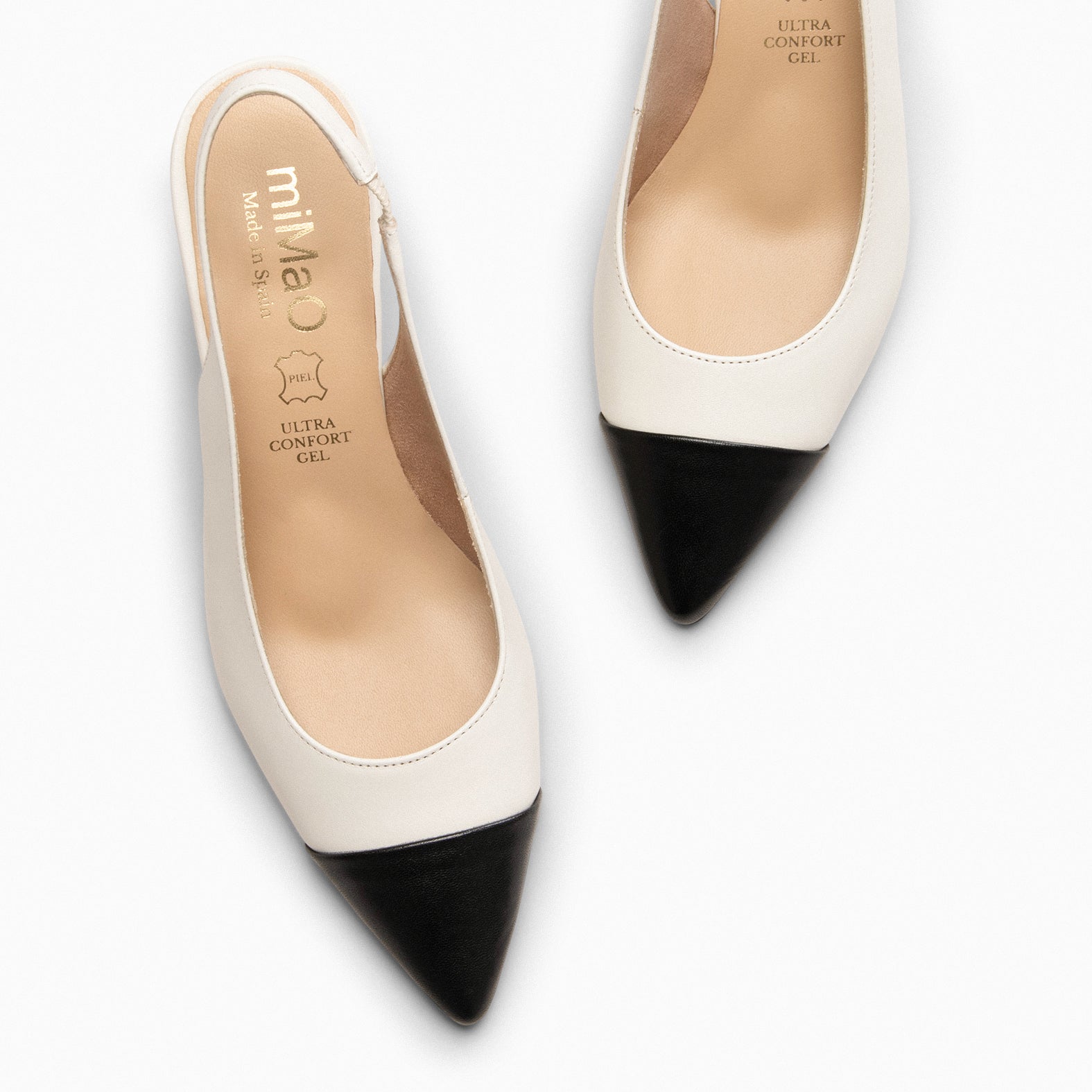 DIANA - Zapato BLANCO ROTO puntera afilada NEGRO