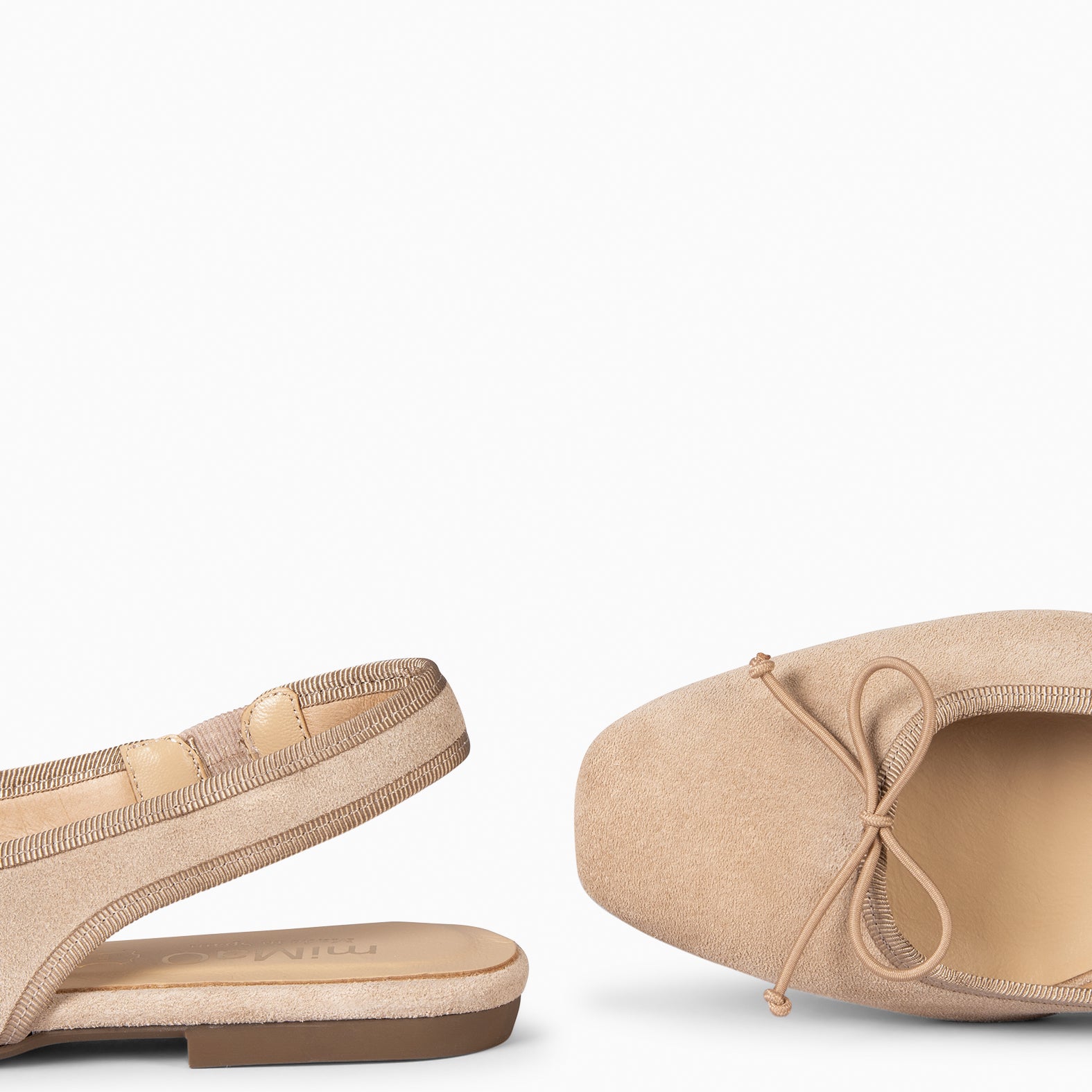 LUNA - BAILARINA DESTALONADA PLANA CON LAZO BEIGE