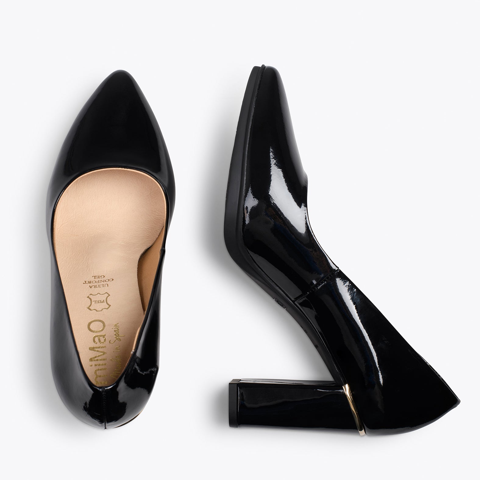 URBAN CHAROL - Zapatos de tacón de charol con adorno metálico NEGRO