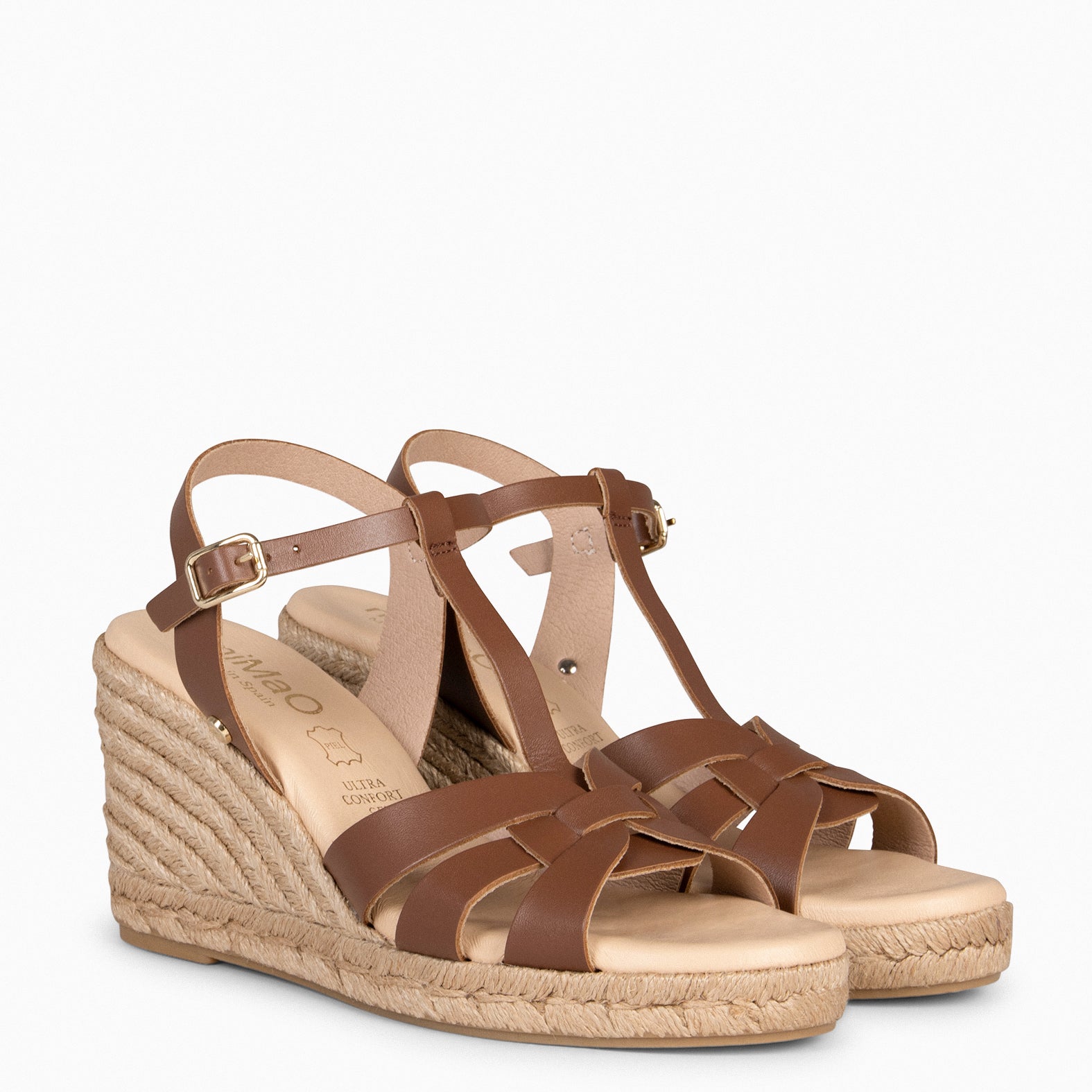 VALERIA - Sandalias de esparto con tiras MARRÓN