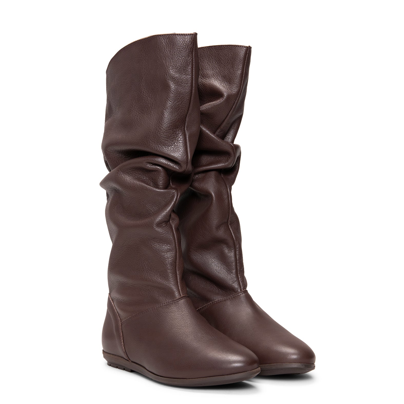 FIONA - Botas arrugadas de piel MARRON