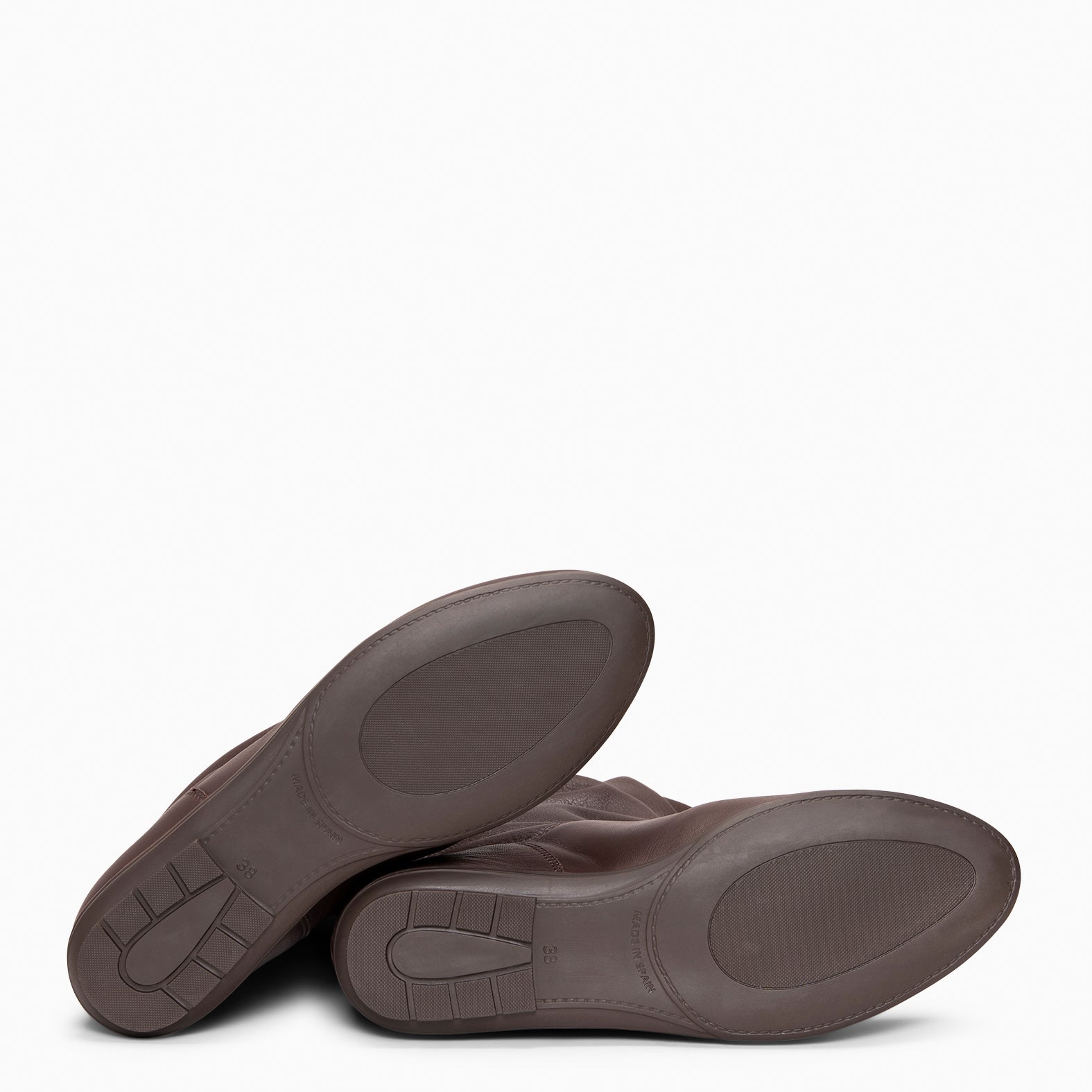 FIONA - Botas arrugadas de piel MARRON