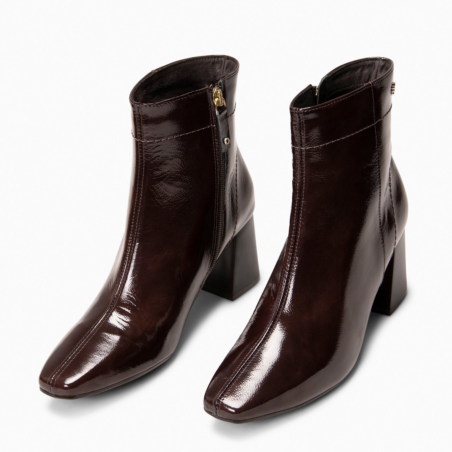 LIPPA - Botines de tacón alto de charol MARRON