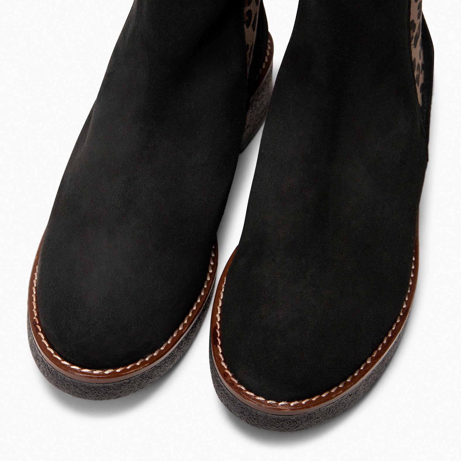 PORTLAND – Botines Chelsea de piel NEGRO LEOPARDO